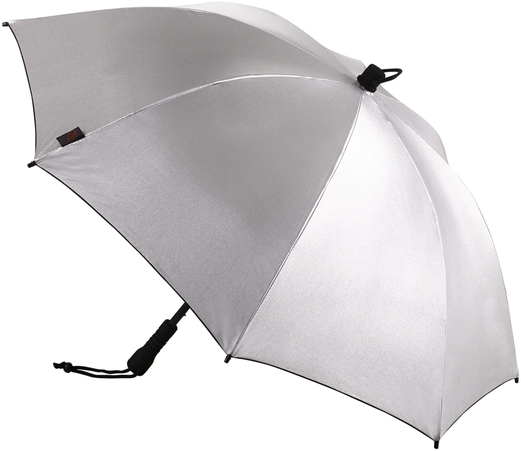 EuroSCHIRM Stockregenschirm "Swing, silber", geringes Gewicht, mit Schultertragegurt an der Hülle und UV-Schutz 50+