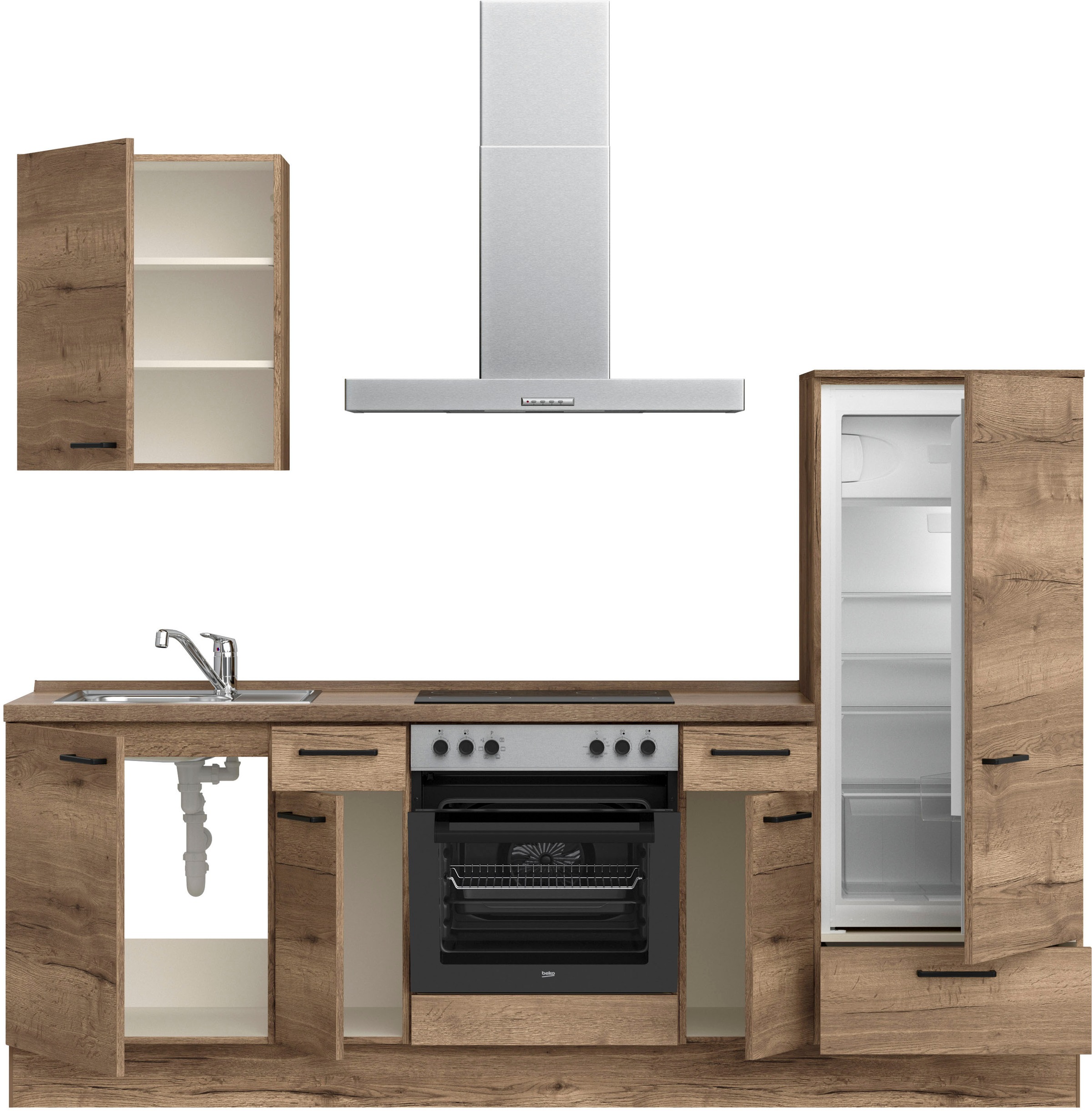 nobilia® Küchenzeile »"Structura I"«, vormontiert, Ausrichtung wählbar, Breite 240 cm, wahlw. mit E-Geräten
