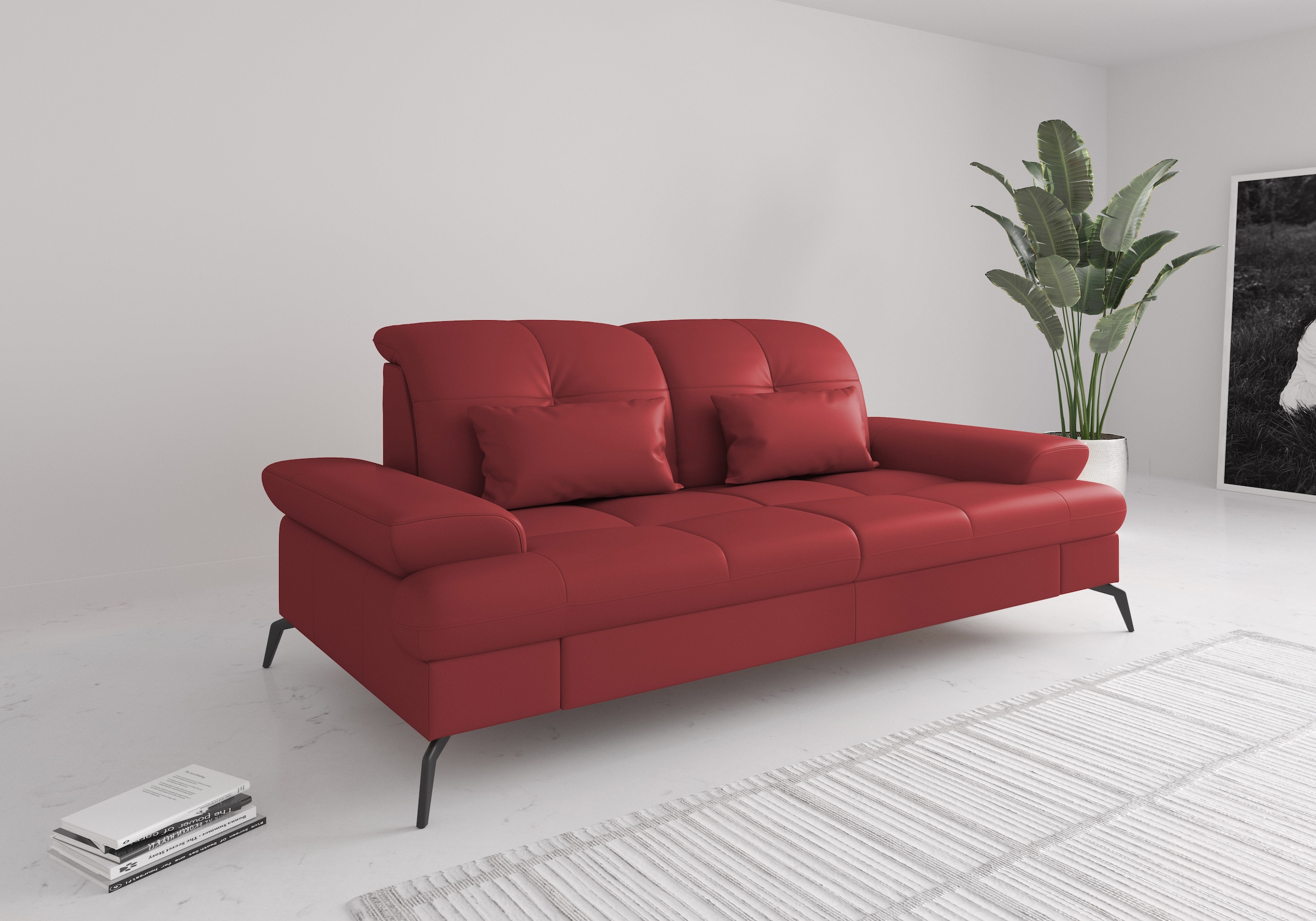 3-Sitzer SIT & MORE "Amica, inkl. Sitztiefenverstellung und Armteilverstellung", rot (feuerrot), B:212cm H:90cm T:122cm, Sofas, wahlweise mit Kopfteilverstellung und Bettfunktion
