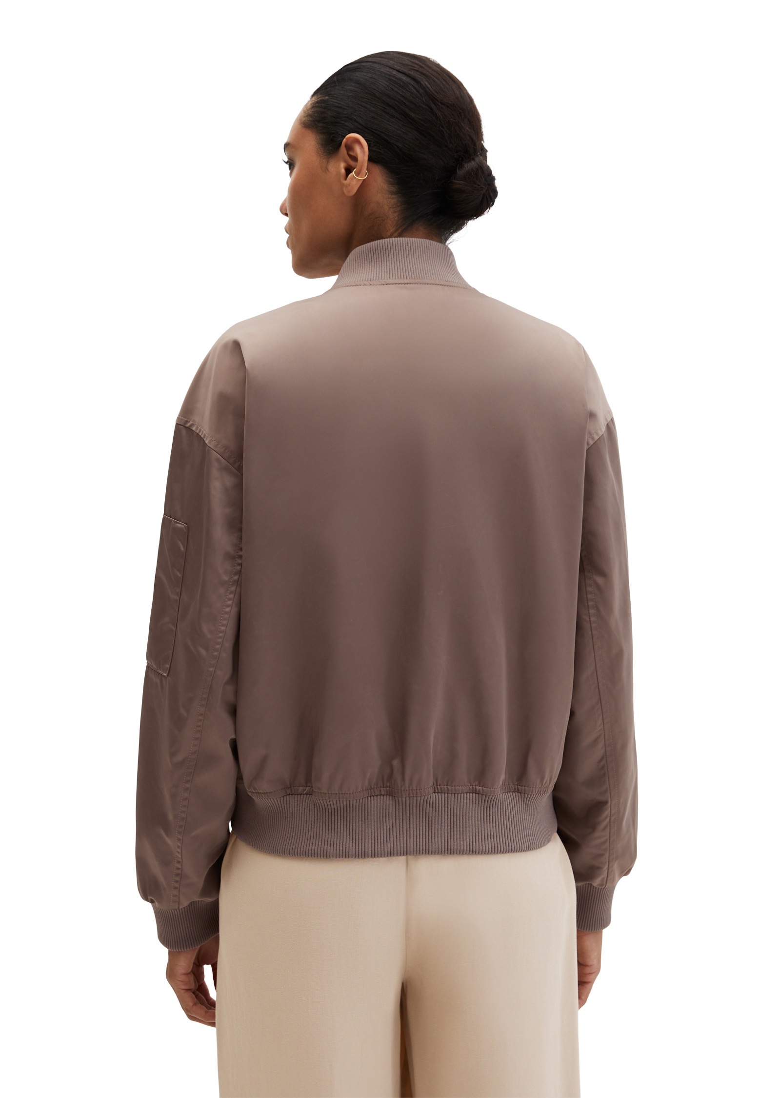 Outdoorjacke MARC O'POLO "aus recyceltem Shiny-Polyester-Twill", Damen, Gr. 34, chalky braun, Obermaterial: 100% Polyester, unifarben, regular fit, Rippbündchen, Jacken Outdoorjacke 2