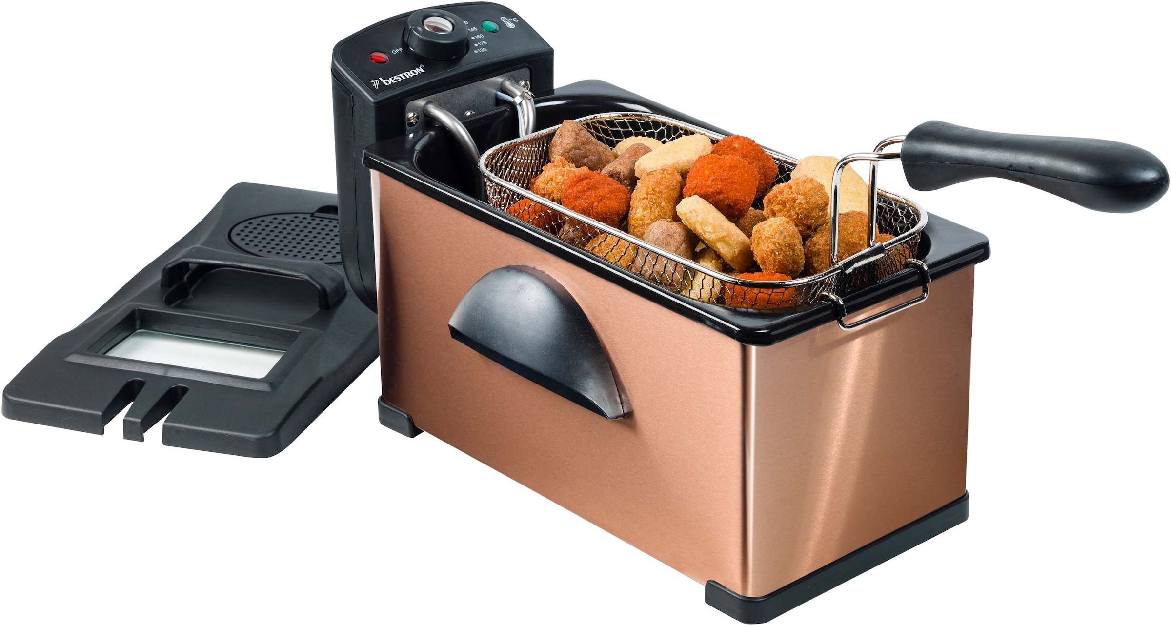 bestron Fritteuse »AF370CO«, 2000 W, Fassungsvermögen 1 kg, mit Cool Zone, 3,5 Liter, Kupfer