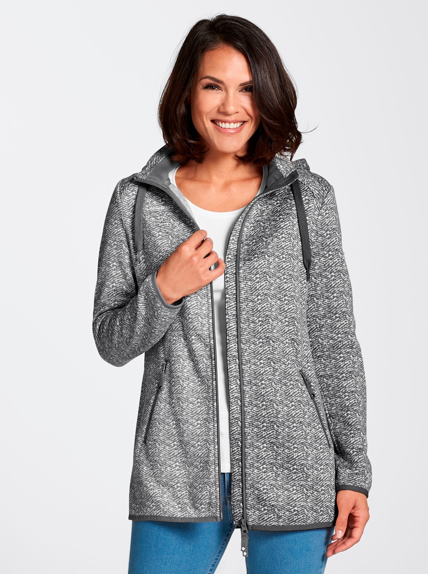 Casual Looks Kapuzenfleecejacke günstig online kaufen