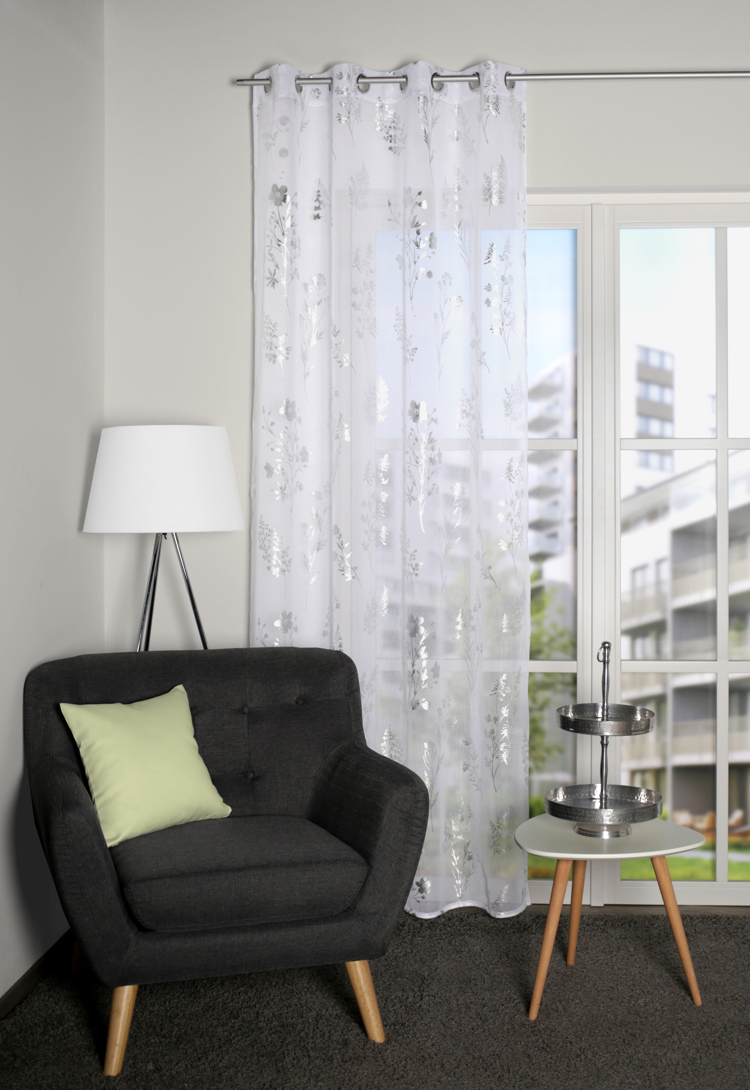 HOME WOHNIDEEN Gardine "TREA" Ösen 1 Stk. tlg. bedruckt