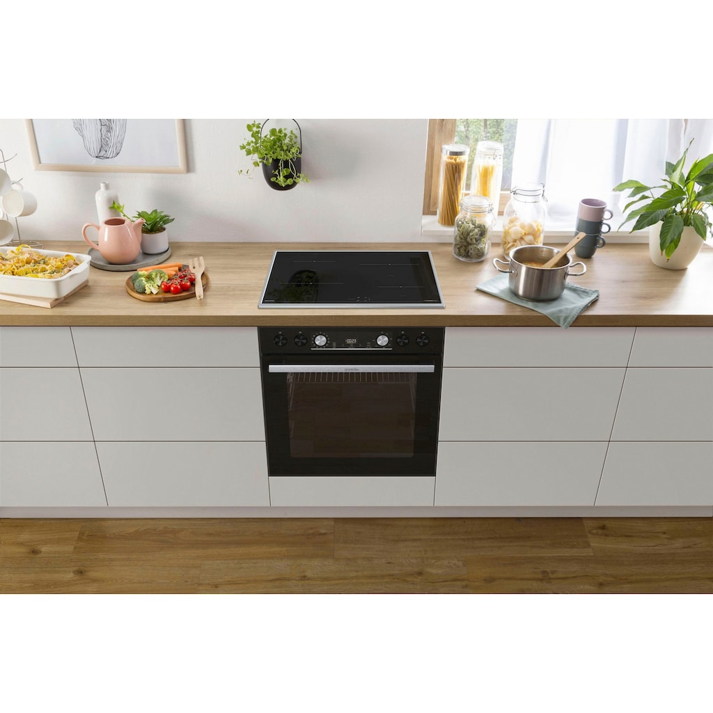 GORENJE Induktions Herd-Set »Black Set 5 Induktion«, BCIX6737E05BG, mit 1-fach-Teleskopauszug, Aqua Clean