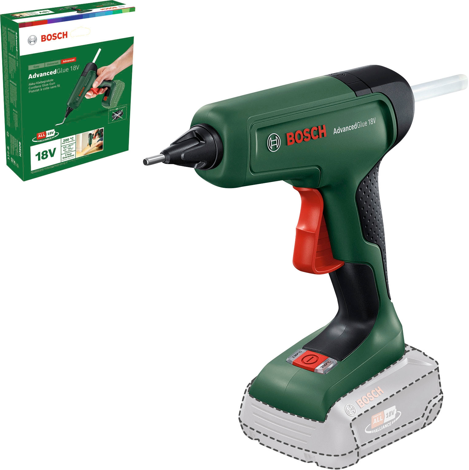 Bosch Home & Garden Heißklebepistole "AdvancedGlue 18V Solo", ohne Akku und Ladegerät