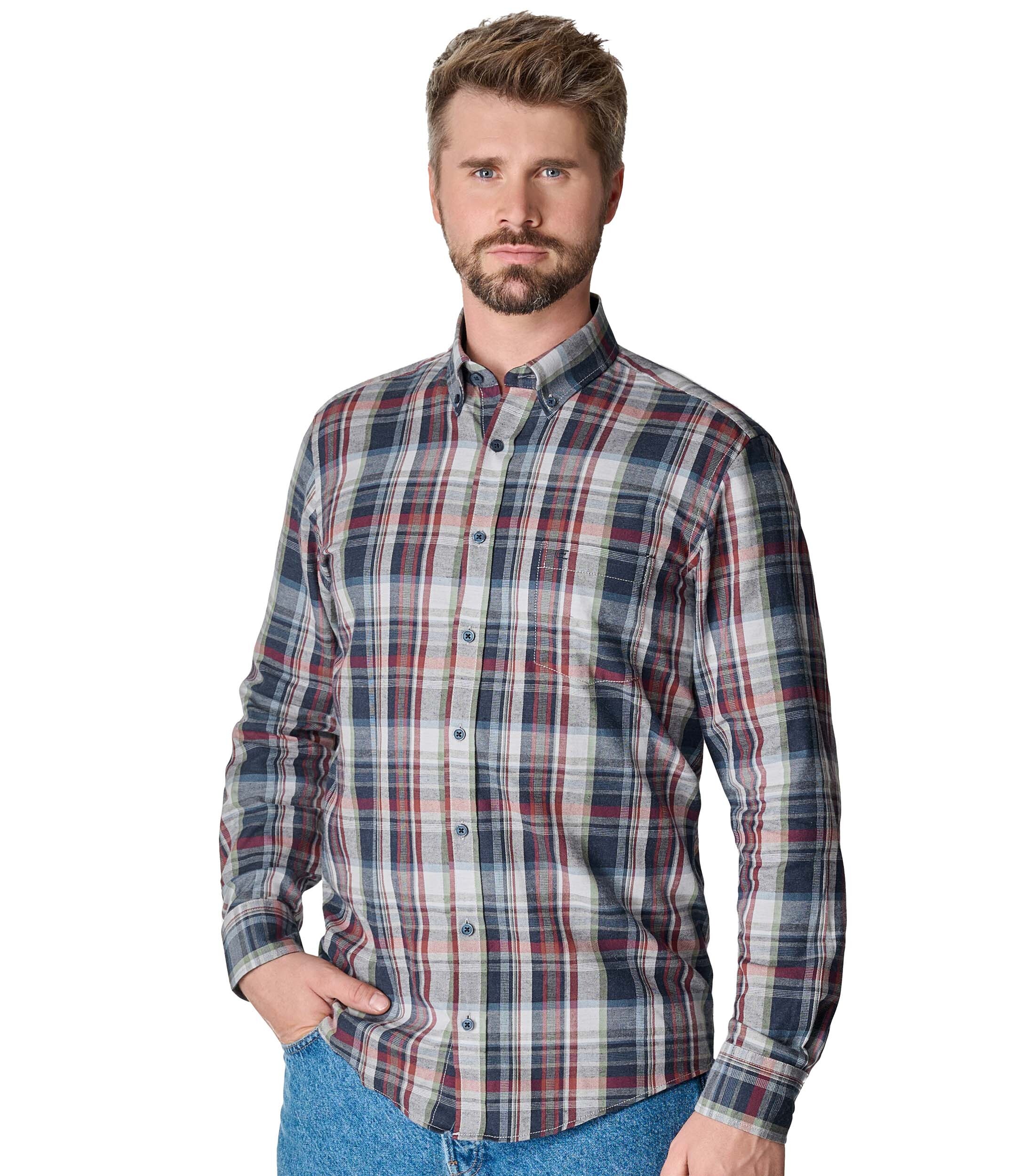 CASAMODA Flanellhemd "CASAMODA Flanellhemd Langarm kariert"