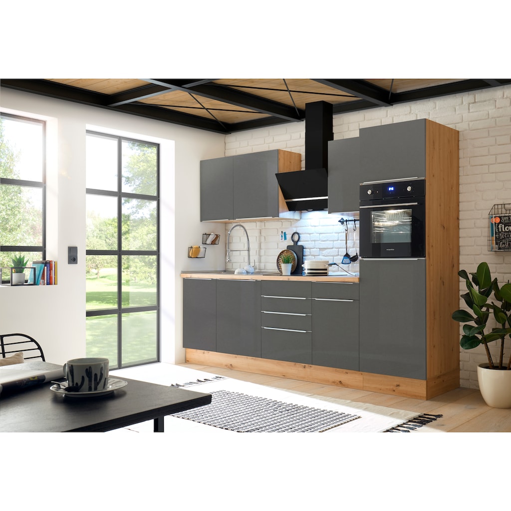 RESPEKTA Küchenzeile »Safado aus der Serie Marleen«, hochwertige Ausstattung wie Soft Close Funktion, Breite 280 cm