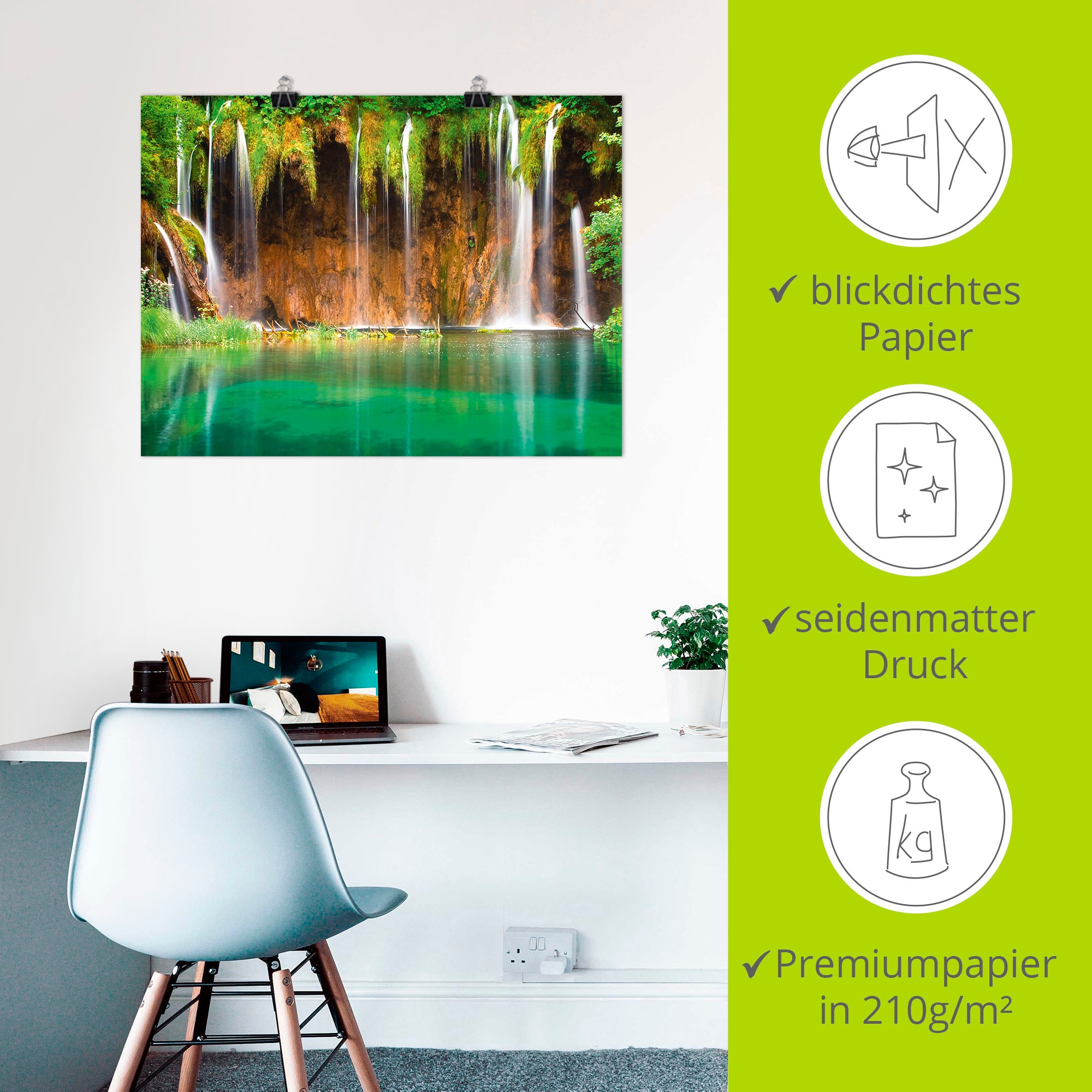 Artland Wandbild »Schöner Wasserfall im Wald« Gewässer 1 Stk. tlg. als Leinwandbild, Poster in verschied. Größen