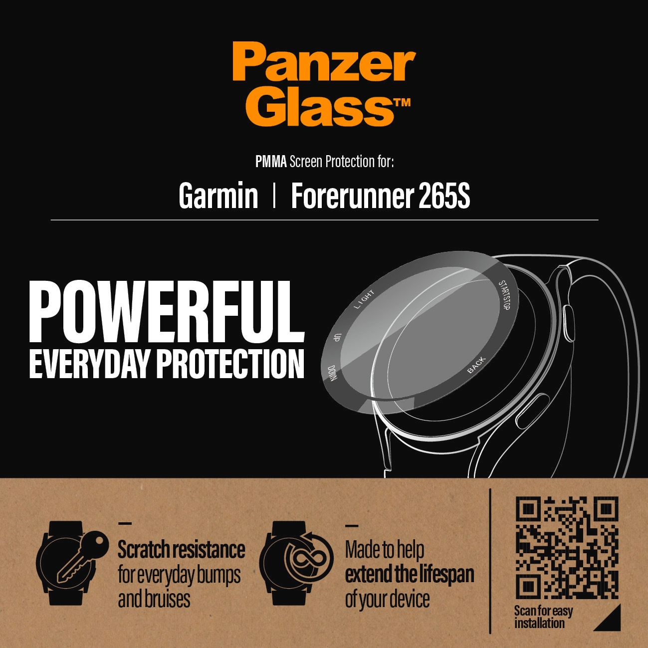 PanzerGlass Displayschutzglas »PMMA Screen Protector«, für Garmin Forerunner 265s, (1 St.), Displayschutzfolie, Schutzfolie, Bildschirmschutz, kratz- & stoßfest