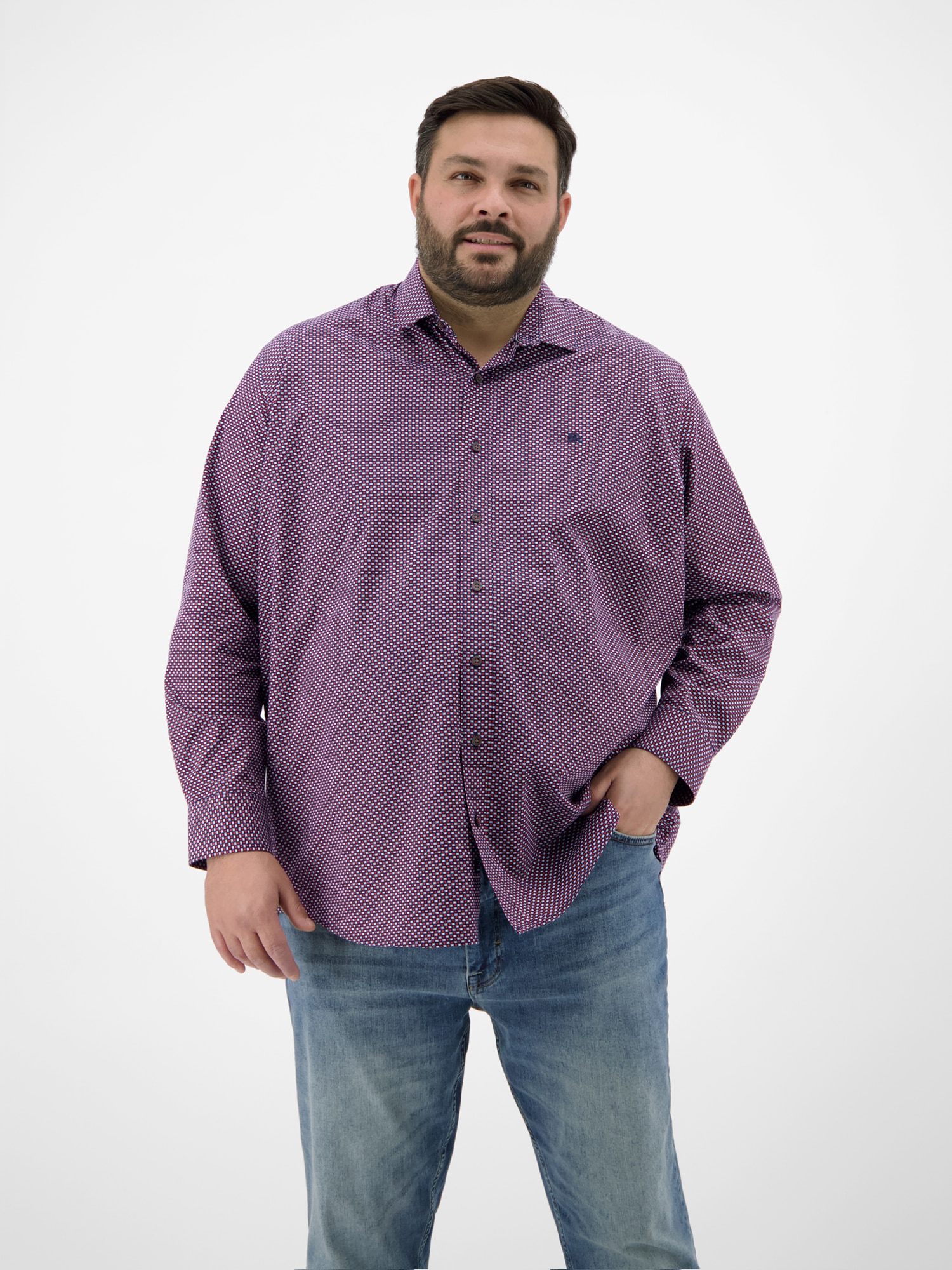 LERROS Langarmhemd "Langarmhemd in Übergrössen, dezent gemustert" günstig online kaufen