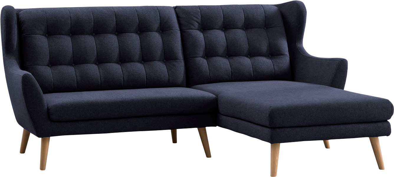 Leonique Ecksofa »Louanne, L-Form«, mit Holzfüßen