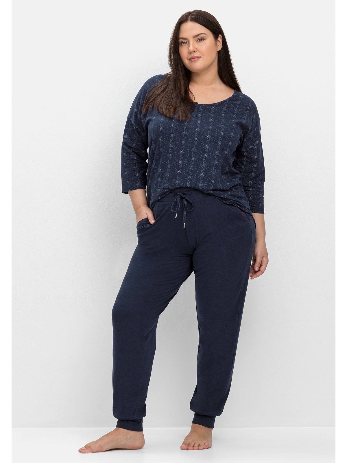 Sheego Pyjama »Große Größen«, (Set), Set aus 3/4-Arm-Shirt und Hose online  kaufen | BAUR