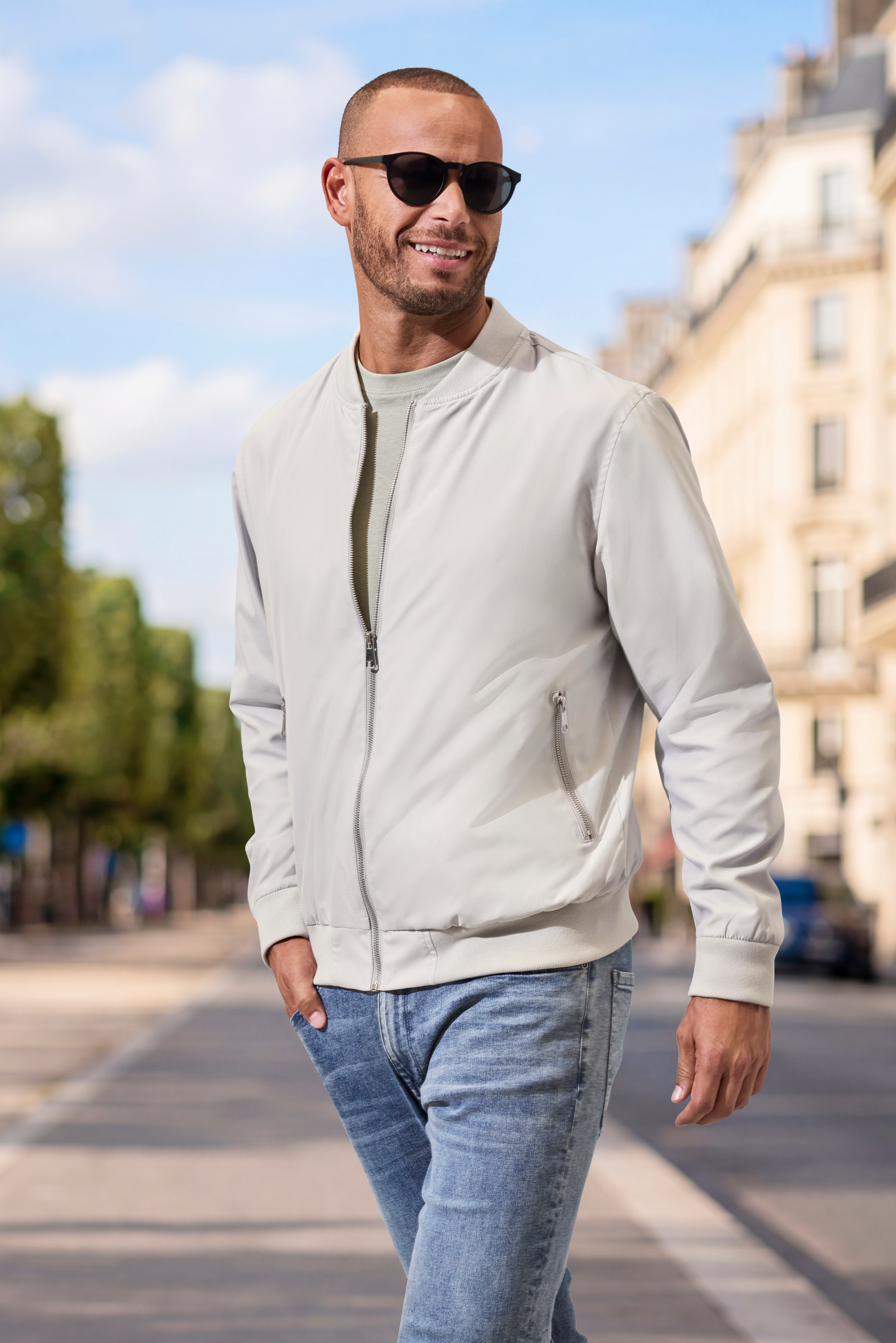 John Devin Bomberjacke "/ Blouson mit Rippkragen", Pilotenjacke / Übergangsjacke mit Innentasche, regular fit