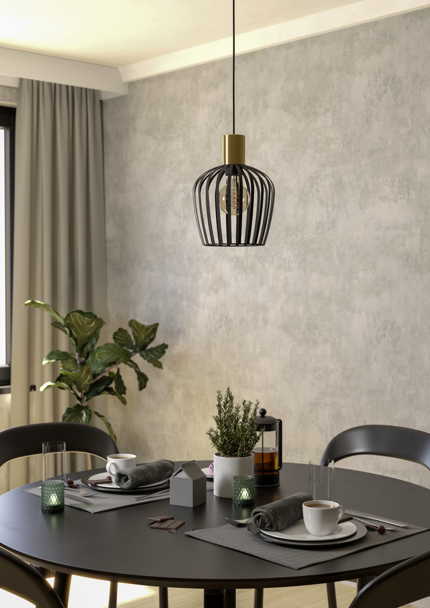 EGLO Hängeleuchte »EMPOLI Pendellampe - Stahl - E27 - 1X40W - IP20« E27 1 Stk. Hängelampe, Deckenlampe, Wohnzimmer, Esszimmer, H110 x Ø20 cm