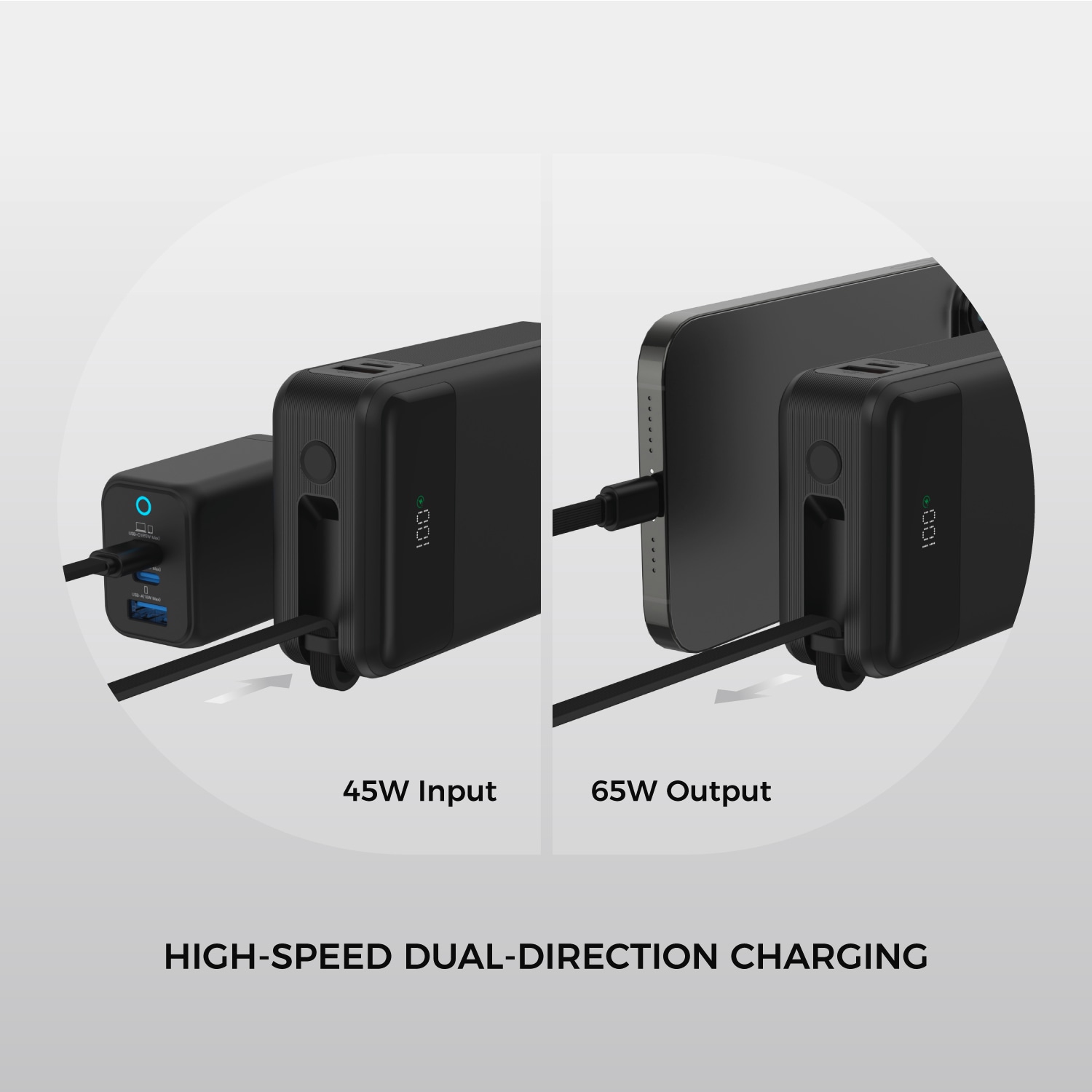 Vinnic Powerbank »DAMAVAND 2 20.000 mAh 65W«, Vinnic DAMAVAND 2 65W 20.000mAh Powerbank USB-C, Black, 20000 mAh