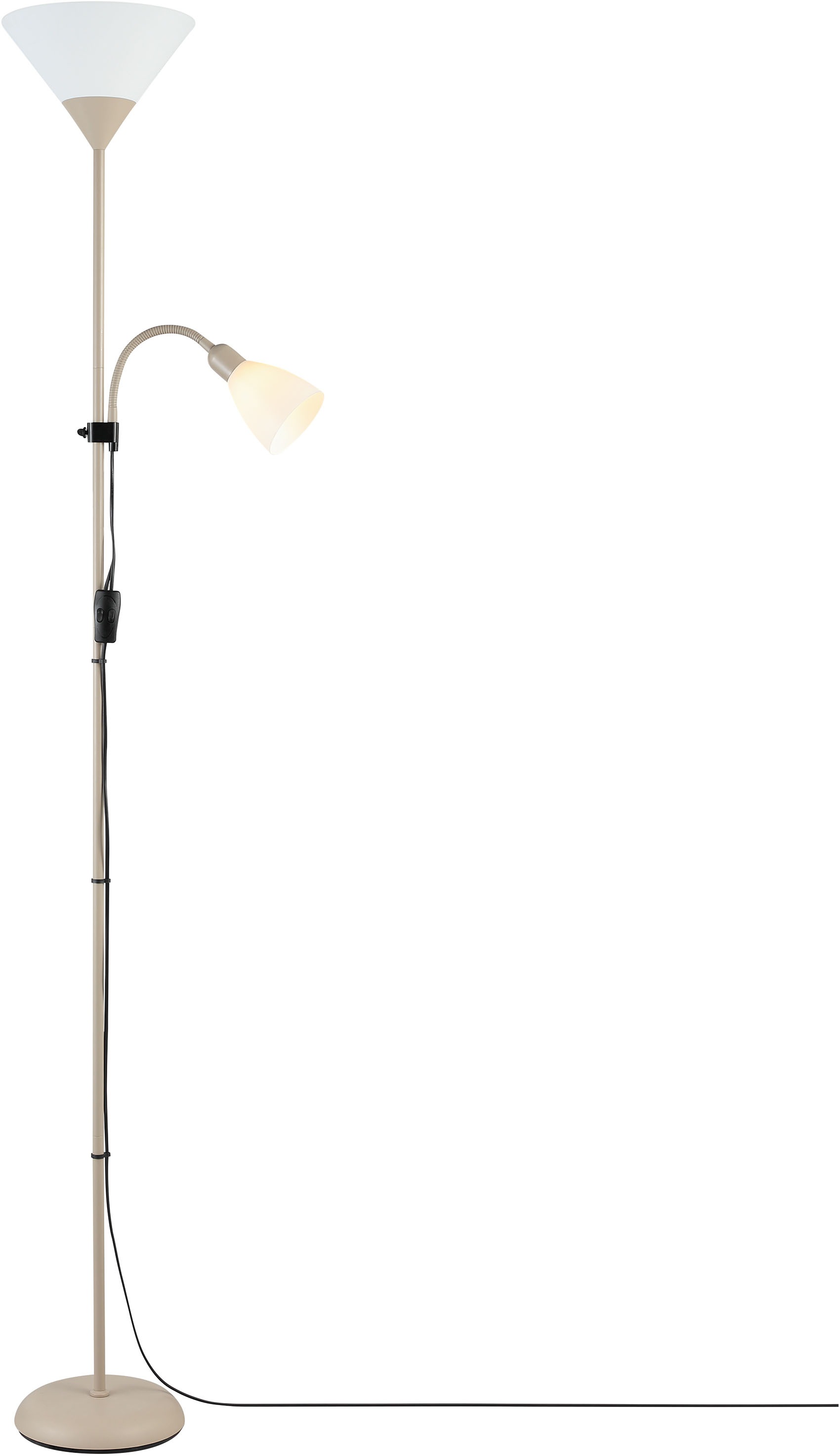 Brilliant Deckenfluter »Spari«, 2 flammig, Leuchtmittel E27-E14 | ohne Leuchtmittel, 180 cm Höhe, Ø 25 cm, E27 + E14, Aluminium/Kunststoff