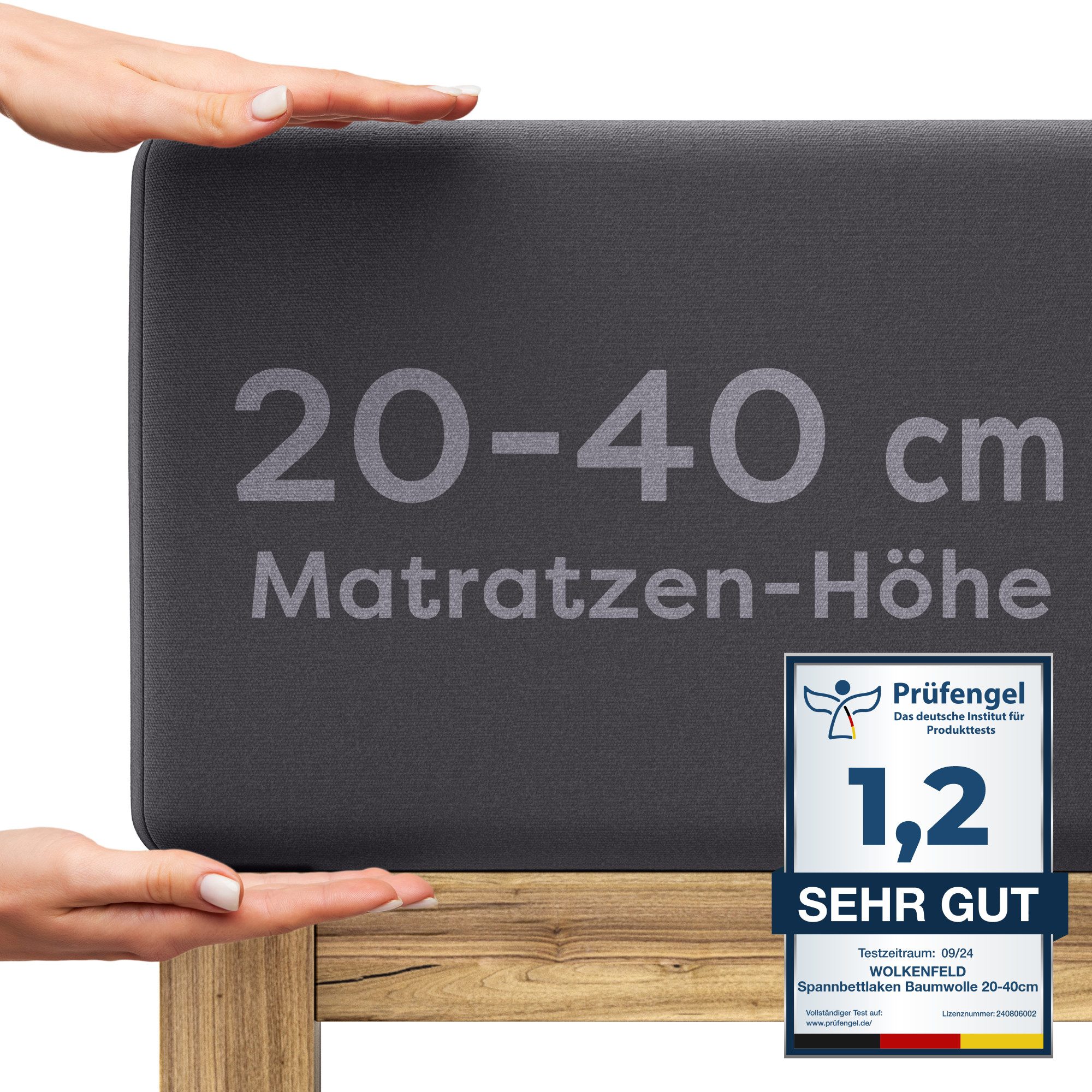 Spannbettlaken WOLKENFELDanthrazit, Jersey, Obermaterial: 95% Baumwolle, 5% Elasthan (LYCRA), Bettlaken, "Boxspringbett Bettlaken - Spannbetttuch für