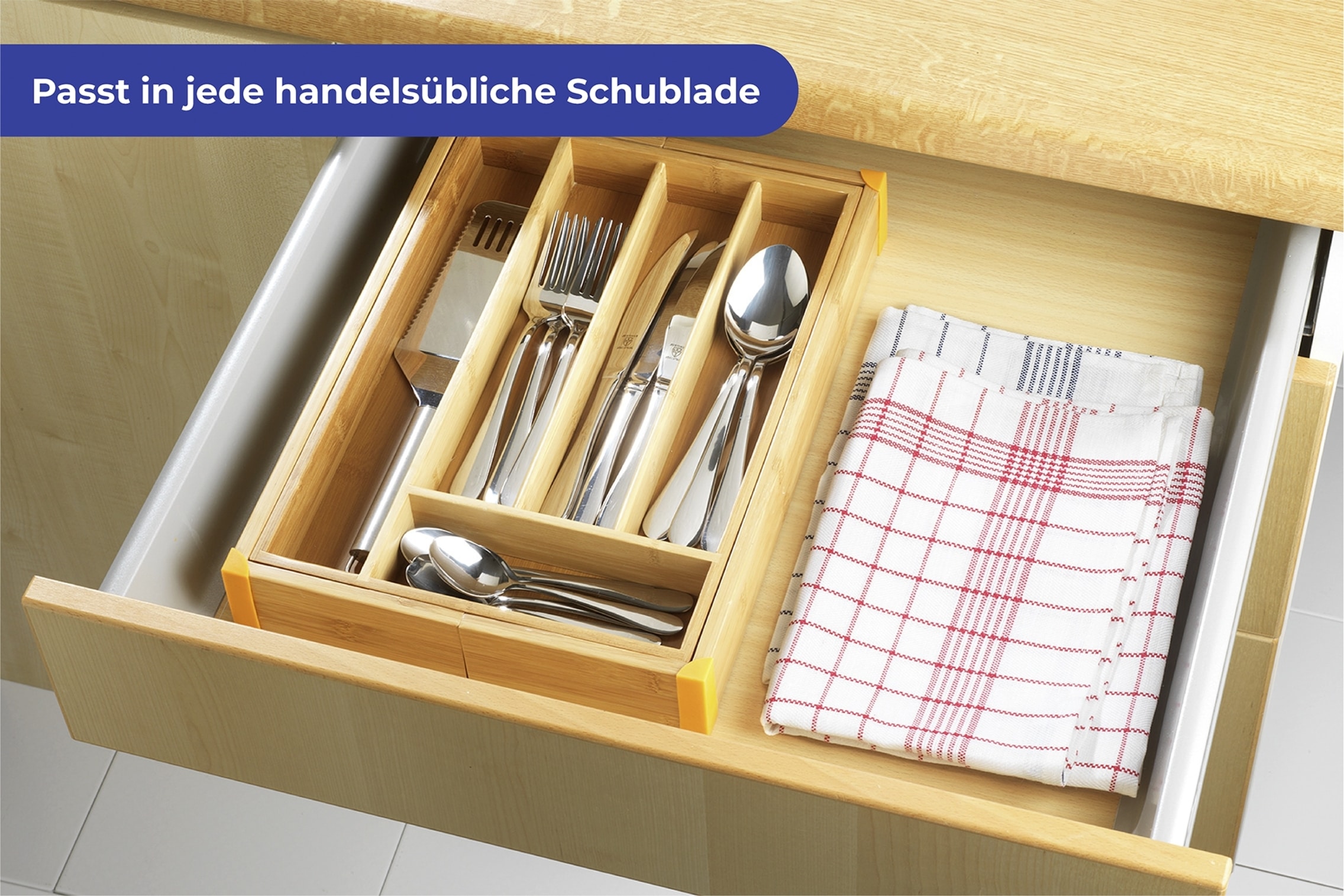 Maximex Besteckkasten »Modell Bambus«, ausziehbarer Schubladeneinsatz, sortierte Aufbewahrung von Besteck