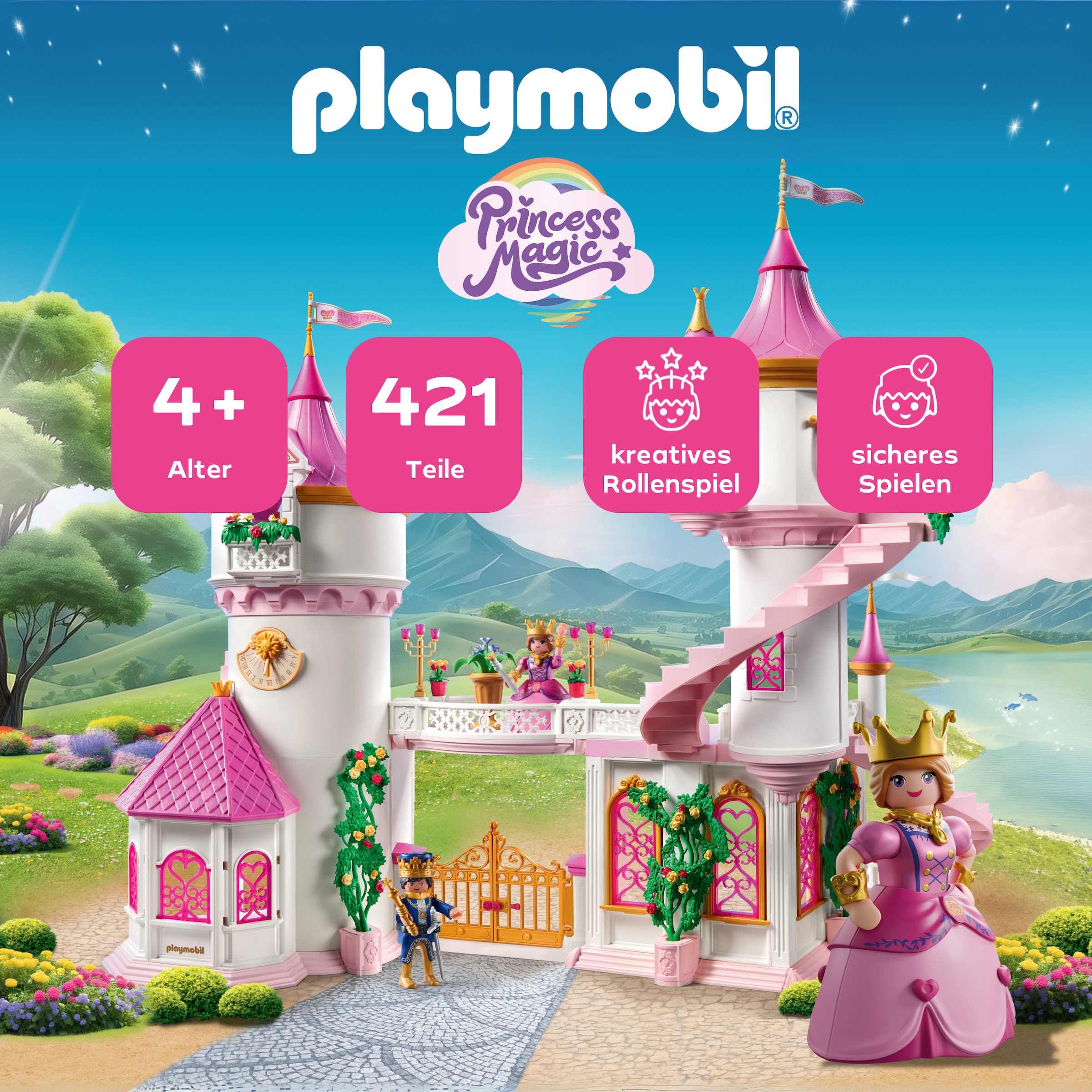 Playmobil® Konstruktions-Spielset »Prinzessinnenschloss mit Königspaar (71845), Playmobil Princess Magic« Made in Germany