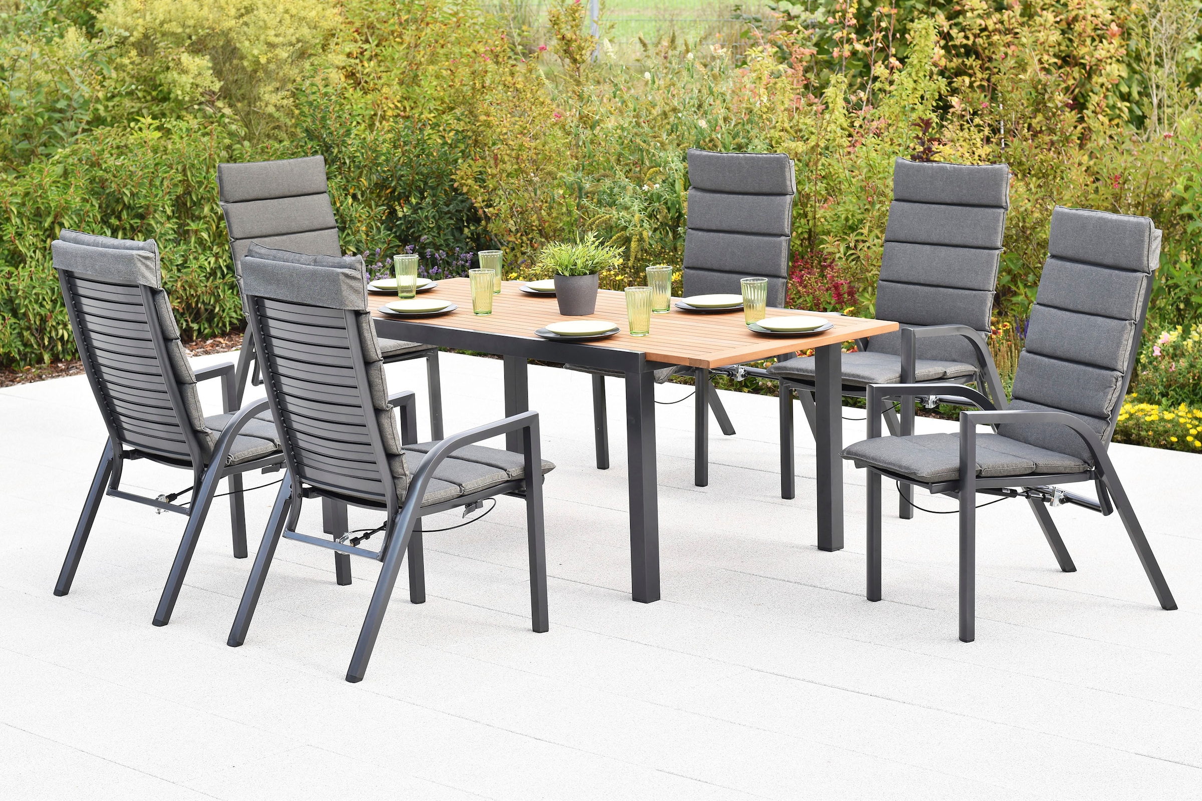 MERXX Garten-Essgruppe »»Siros««, (Set, 13 tlg.), Rückenlehne verstellbar durch Gasdruckfeder