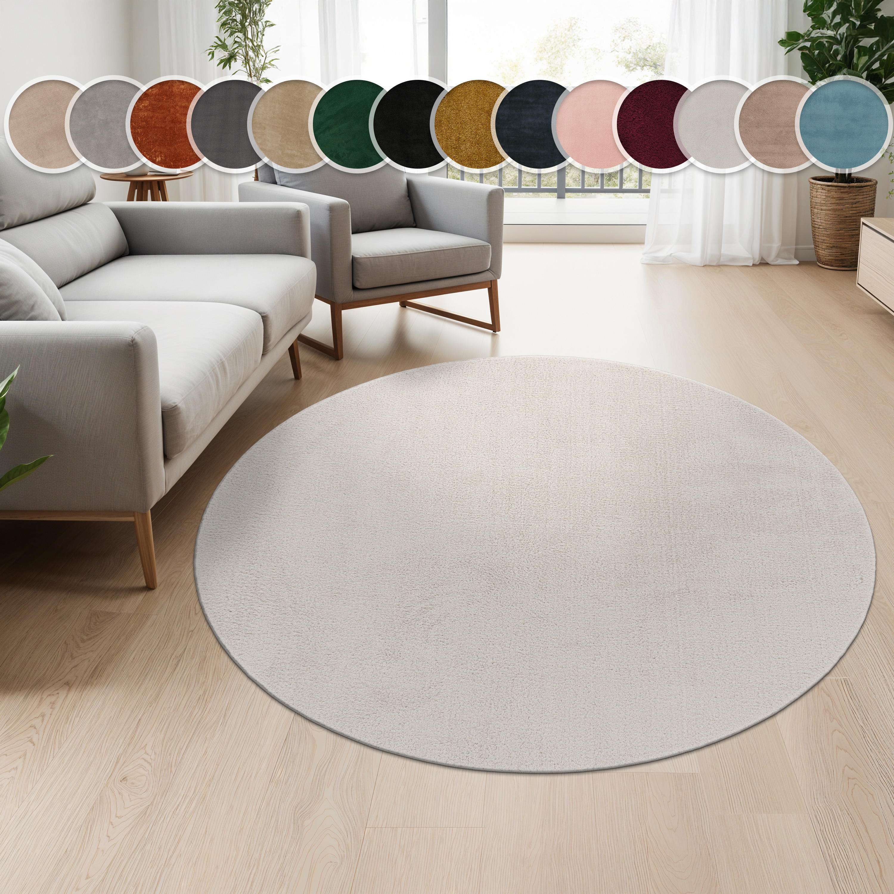 Paco Home Cadiz 630 Round Rug Silver 80cm