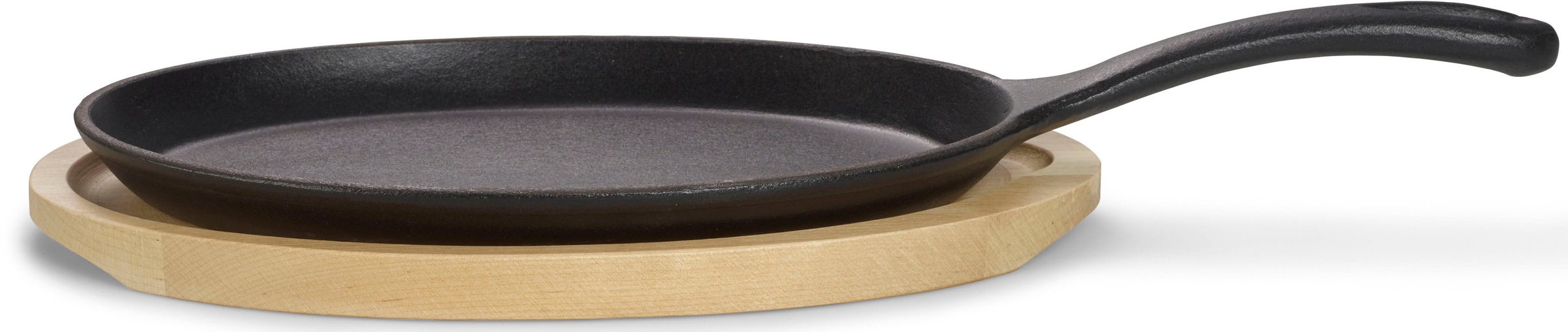 ECHTWERK Servierpfanne »Mini Pfännchen, Kleine Grillpfanne, Gesamtlänge 37,4 cm«, Gusseisen, mit Servierbrett, bereits eingebrannt, Backöfen, Grill, BBQ