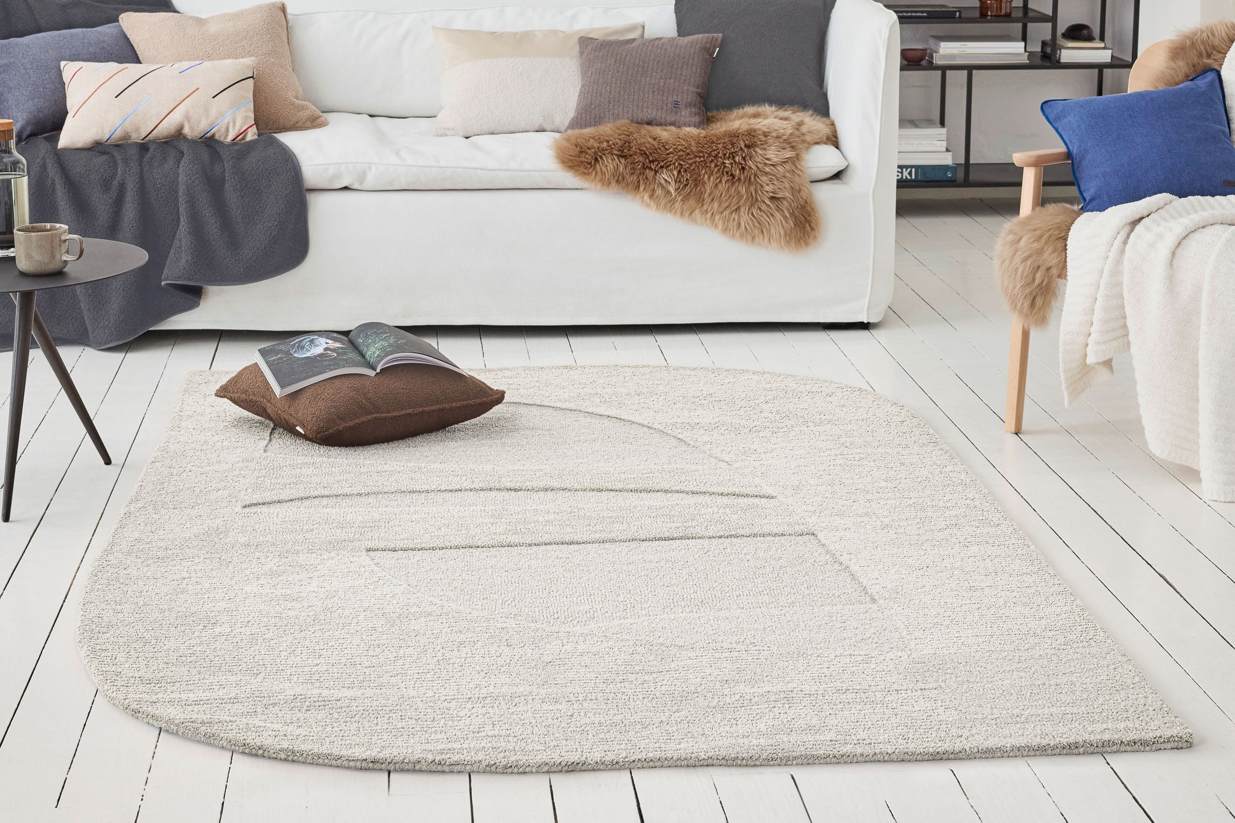 Teppich WECON HOME "Dodo", creme weiß, B:200cm H:10mm L:300cm, Schurwolle, Teppiche, Teppich, Wollteppich, asymmetrisch, hochwertig, handgetuftet, robust, modern