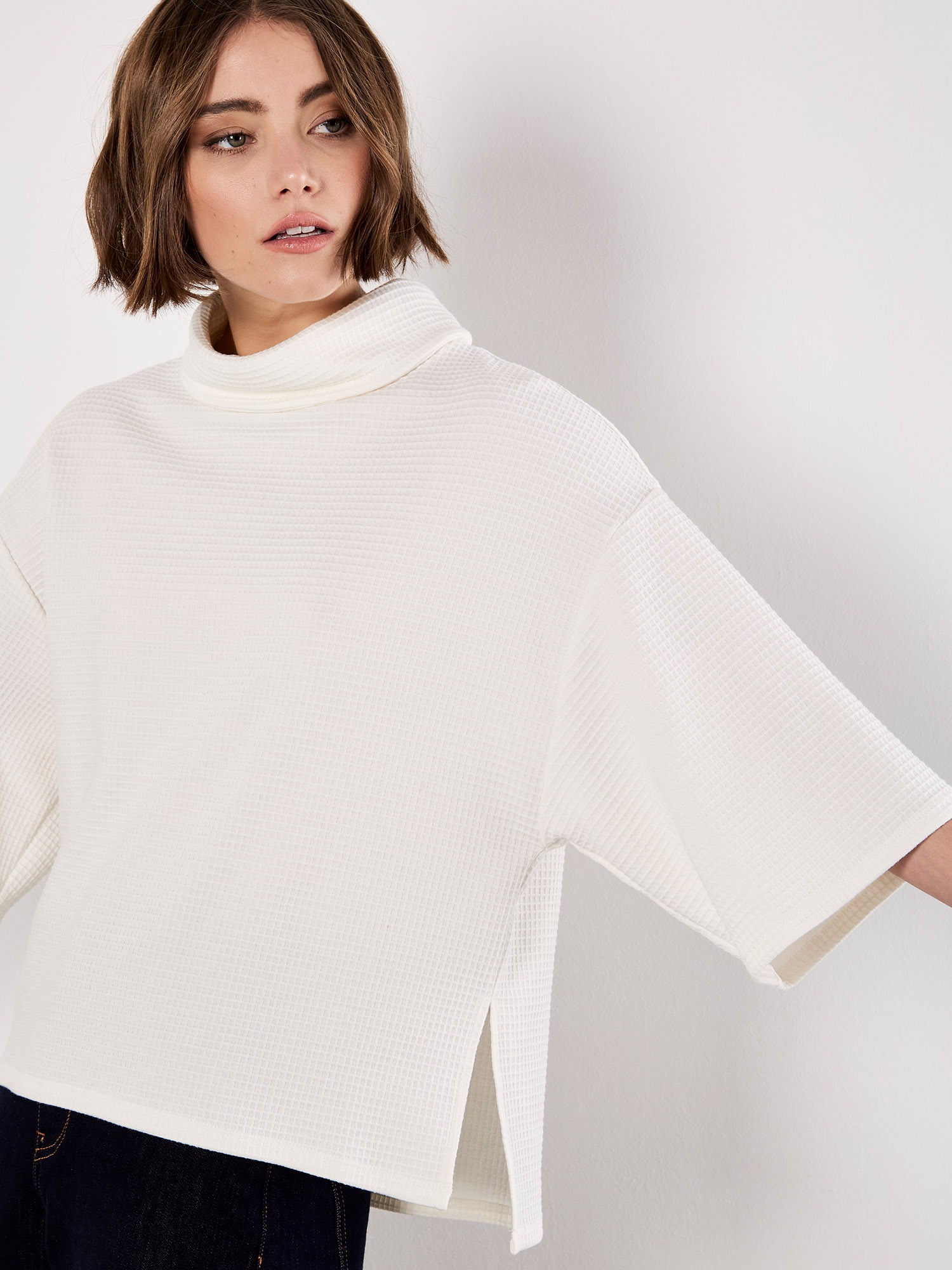Apricot Rollkragenshirt »Waffelstrick-T-Shirt«