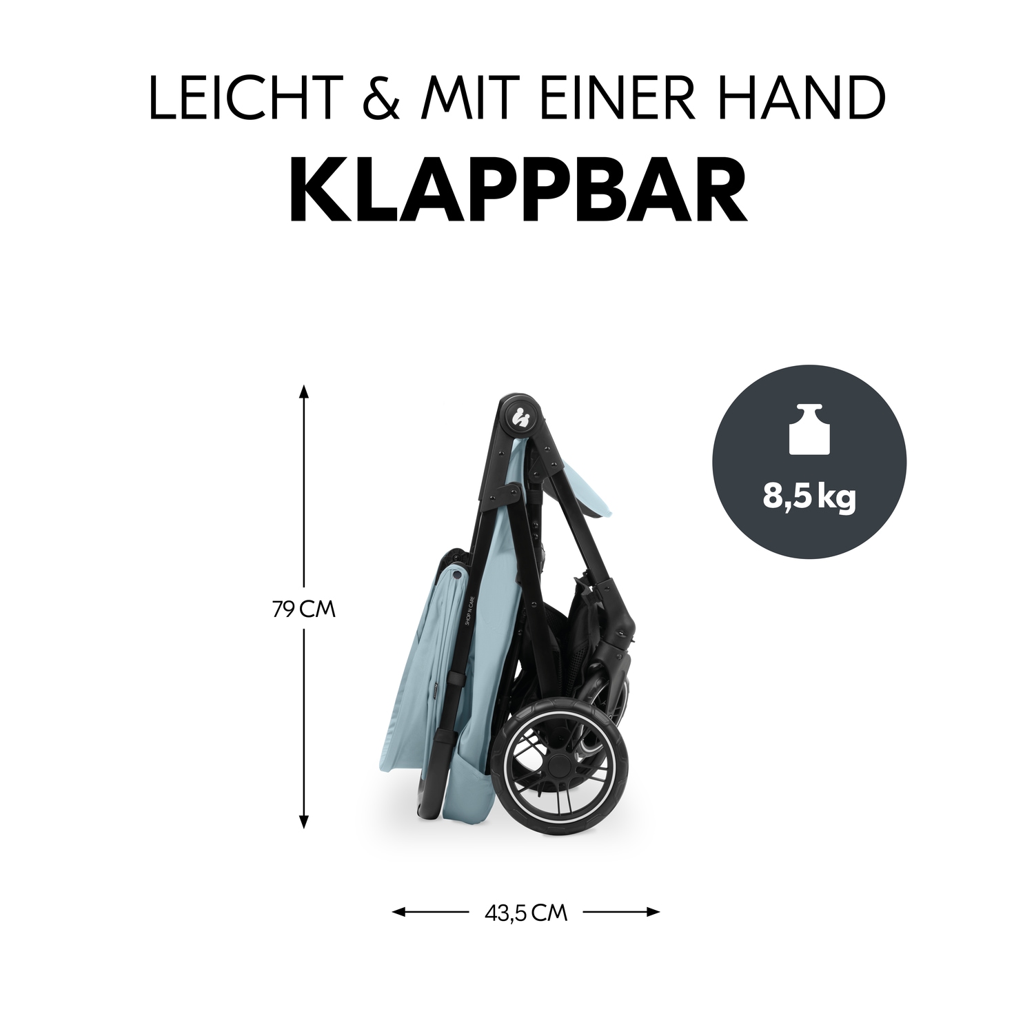 Hauck Kinder-Buggy »Shop N Care, Dusty Blue«, 22 kg, bis 22 kg belastbar; kompatibel mit Babyschale