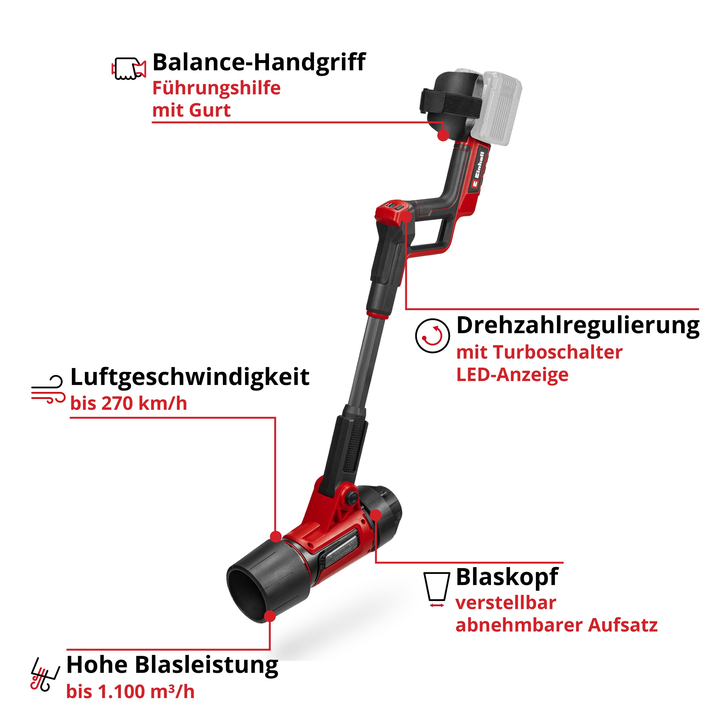 Einhell Akku-Laubbläser »GP-LB 36/270 Li E BL-Solo«, ohne Akku und Ladegerät