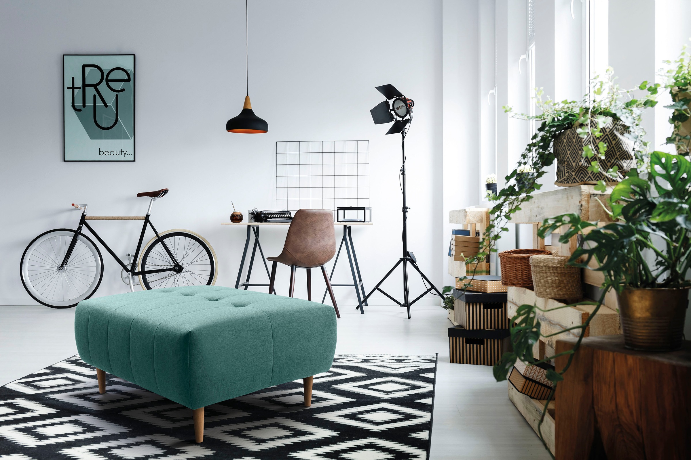 exxpo - sofa fashion Hocker »Soraya«, mit Holzfüßen, frei im Raum stellbar