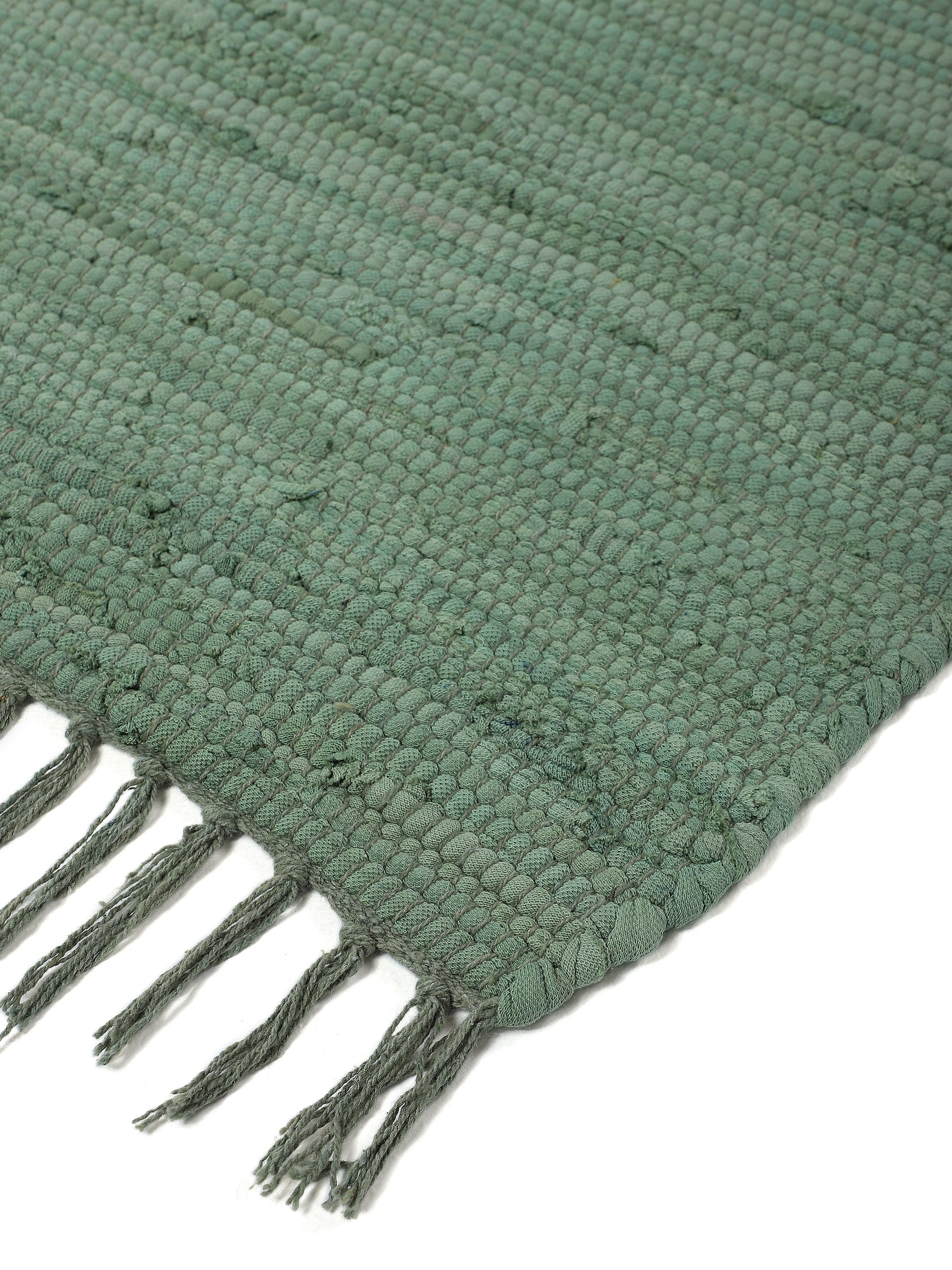 carpetfine Teppich »Kelim Chindi uni«, rechteckig, 5 mm Höhe, Wendeteppich, reine Baumwolle, handgewebt, Uni-Farben, mit Fransen