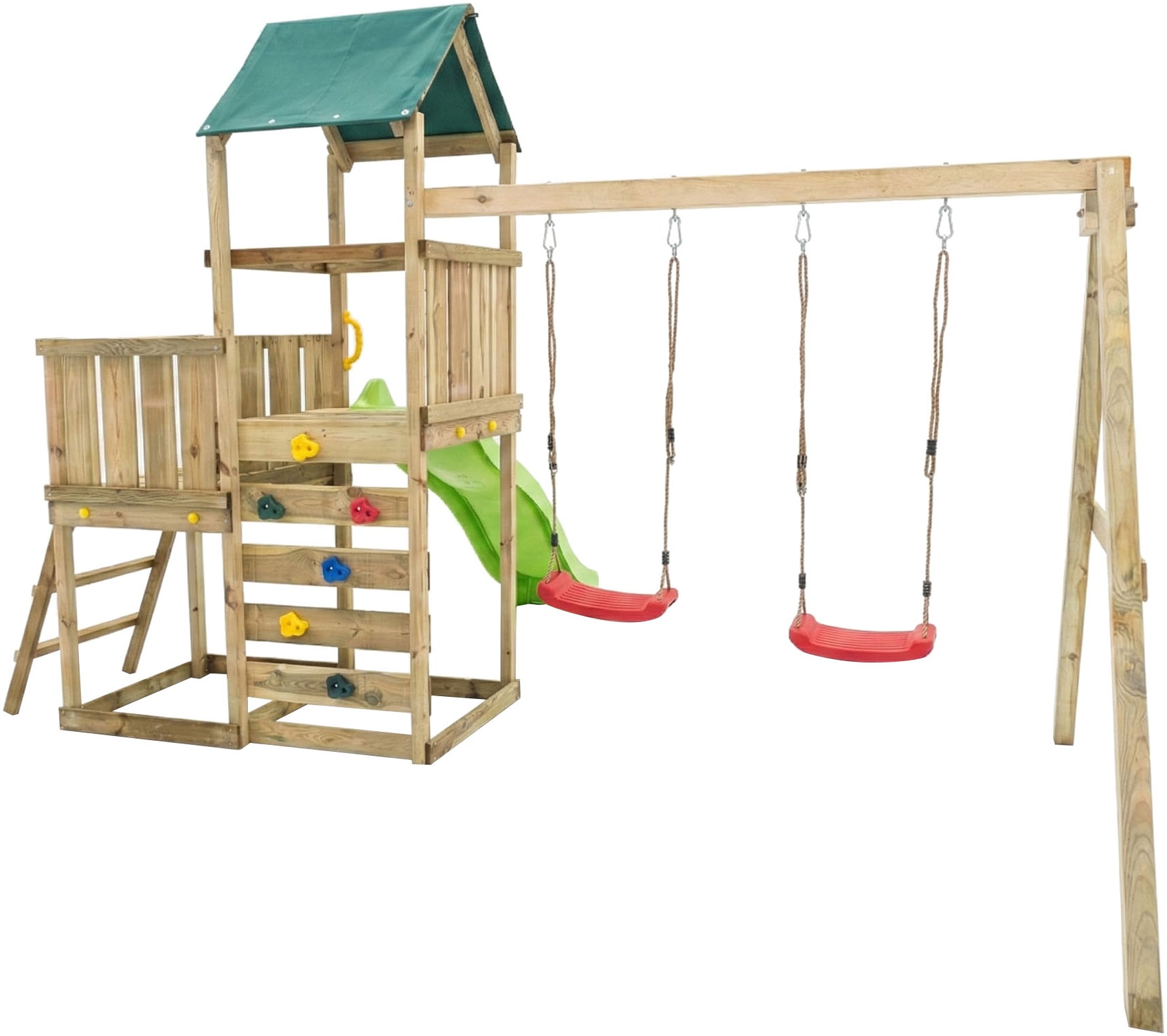 FUNGOO Spielturm »MaxPlay 3.1« mit Rutsche, Doppeldecker, Doppelschaukel und Kletterwand