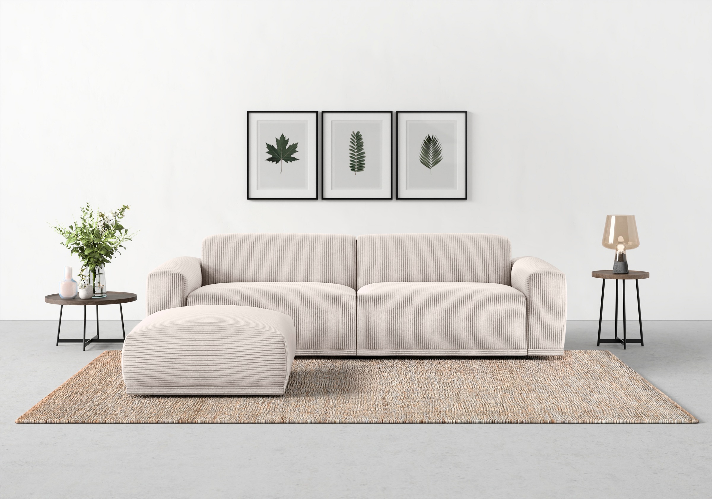 TRENDMANUFAKTUR Big-Sofa »Braga, mit hochwertigem Kaltschaum, Megasofa, in Cord erhältlich«, modernes Big-Sofa, Couch mit hohem Sitzkomfort, 254/72/107 cm (B/H/T)