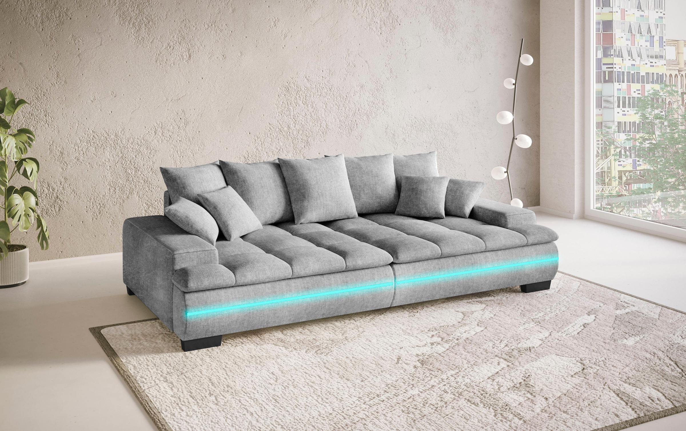Mr. Couch Big-Sofa »Haiti II«, RGB-LED Beleuchtung, Kaltschaumpolsterung, bis 140 kg belastbar