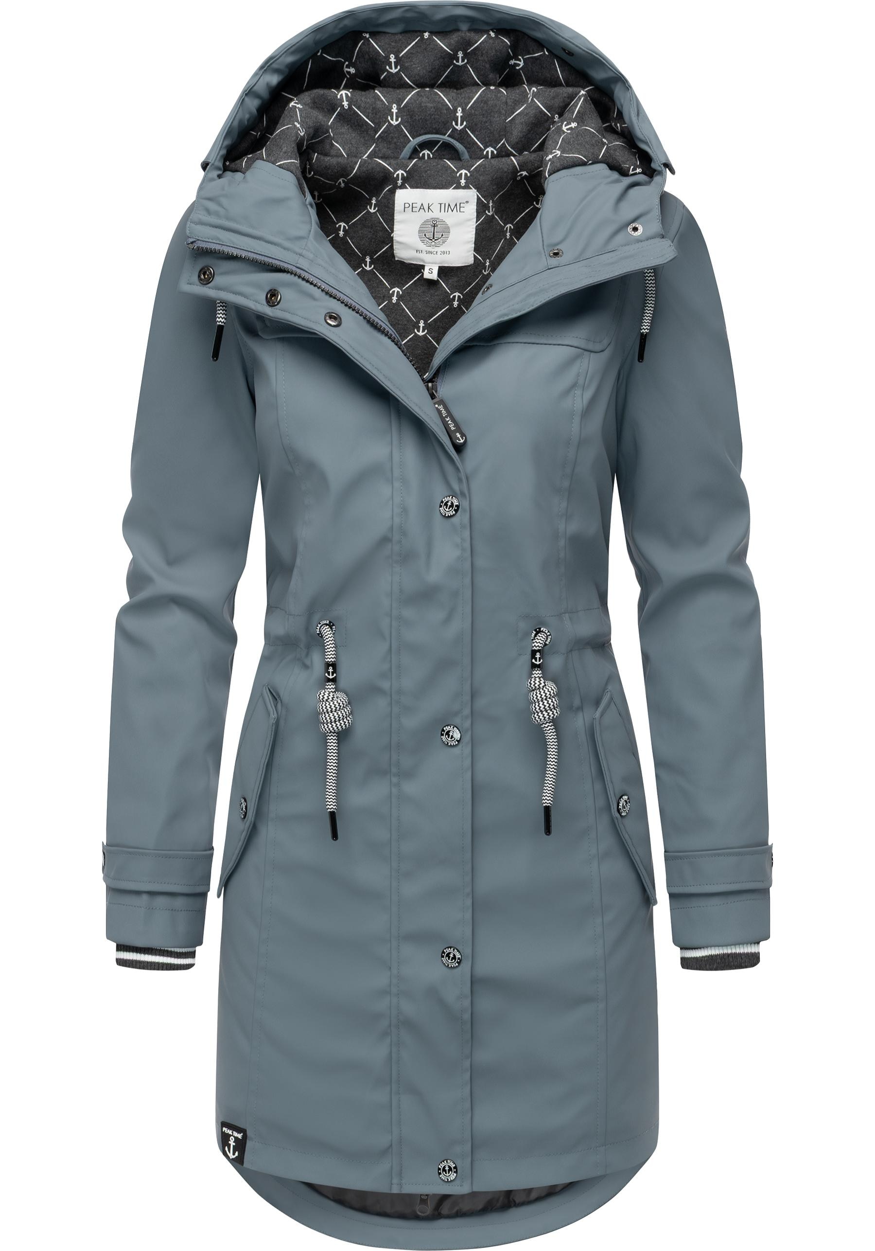 PEAK TIME Regenjacke »L60042«, mit Kapuze, stylisch taillierter Regenmantel für Damen