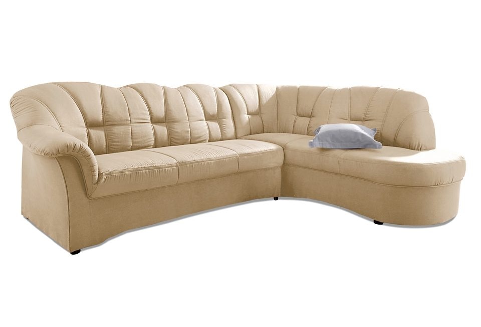 DOMO collection Ecksofa »Papenburg, zeitlose Rückensteppung, elegante Armlehne, L-Form«, mit Ottomane, wahlweise mit Bettfunktion