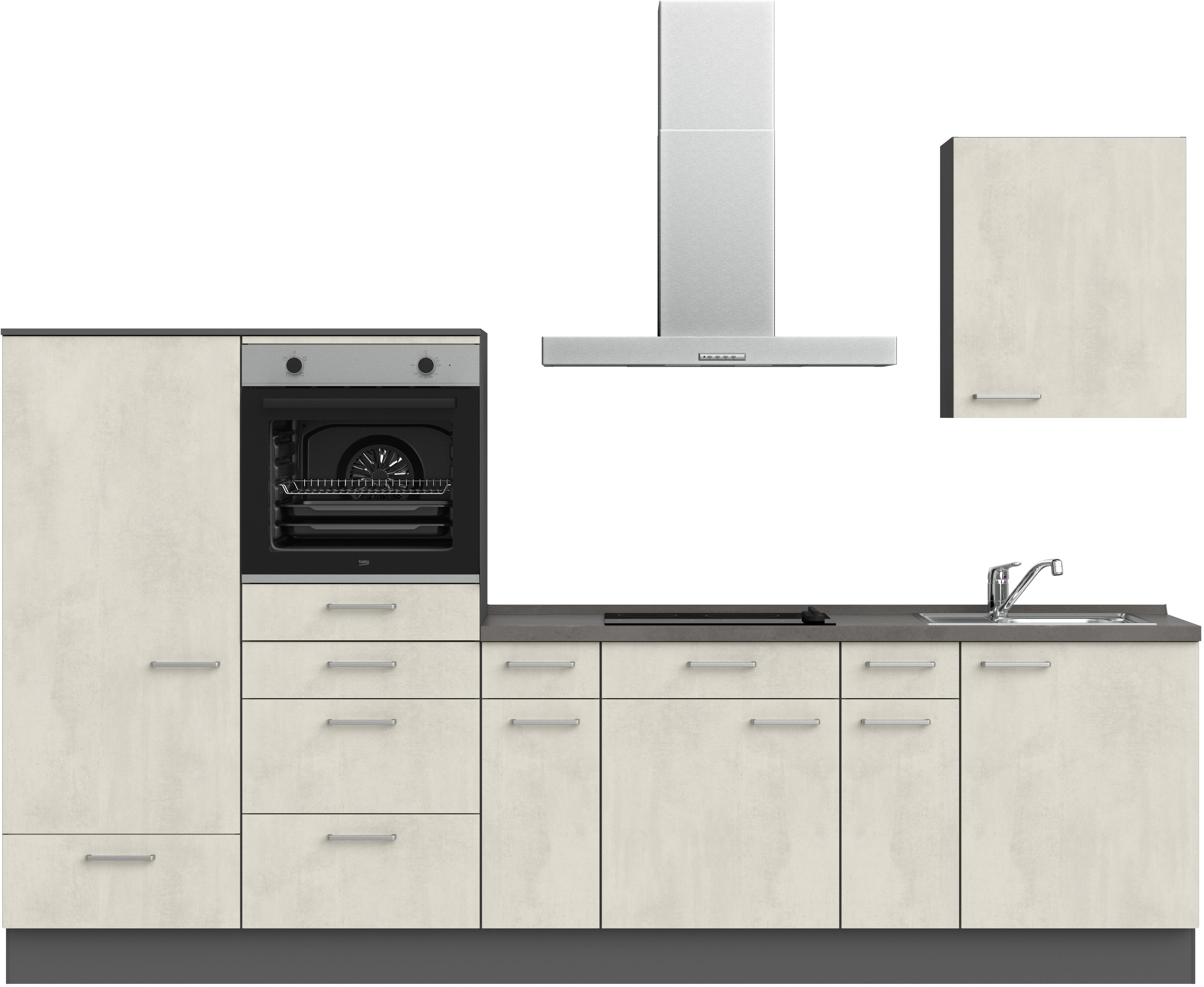 nobilia Küchenzeile ""Riva I", NEU: individuell anpassbar mit gratis Profi-Beratung" vormontiert, Breite 300 cm, Ausrichtung wählbar, wahlw. mit E-Geräten