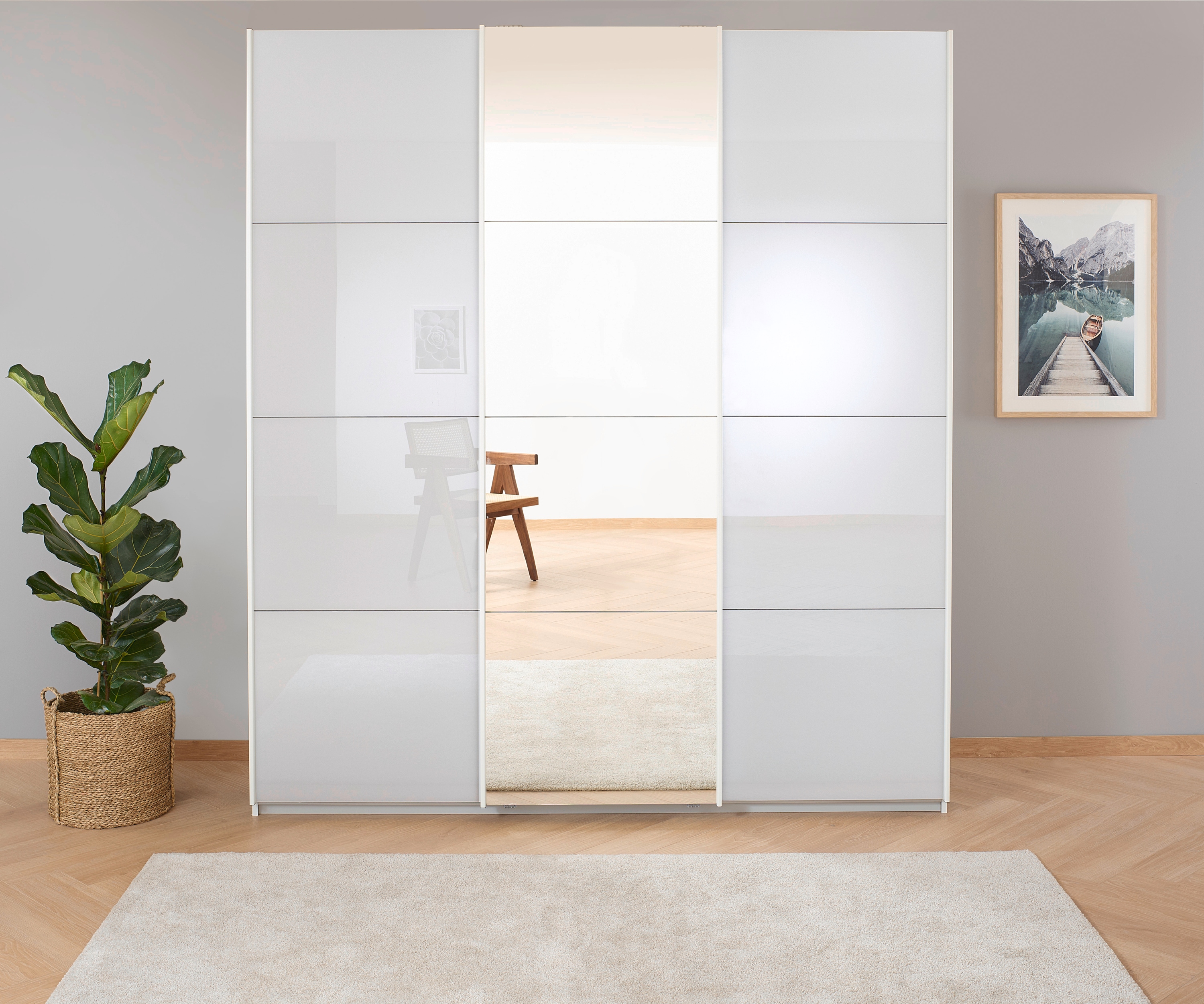OTTO home "Mehrzweckschrank Aktenschrank Möbel Mietswohnung Schlafzimmer KOLUNA" 3 Ausstattungen BASIC/CLASSIC/PREMIUM (inkl. SOFT-CLOSE-FUNKTION), Breiten 203/271/315/360 cm Höhen 210/229 Glas-Front MADE IN GERMANY