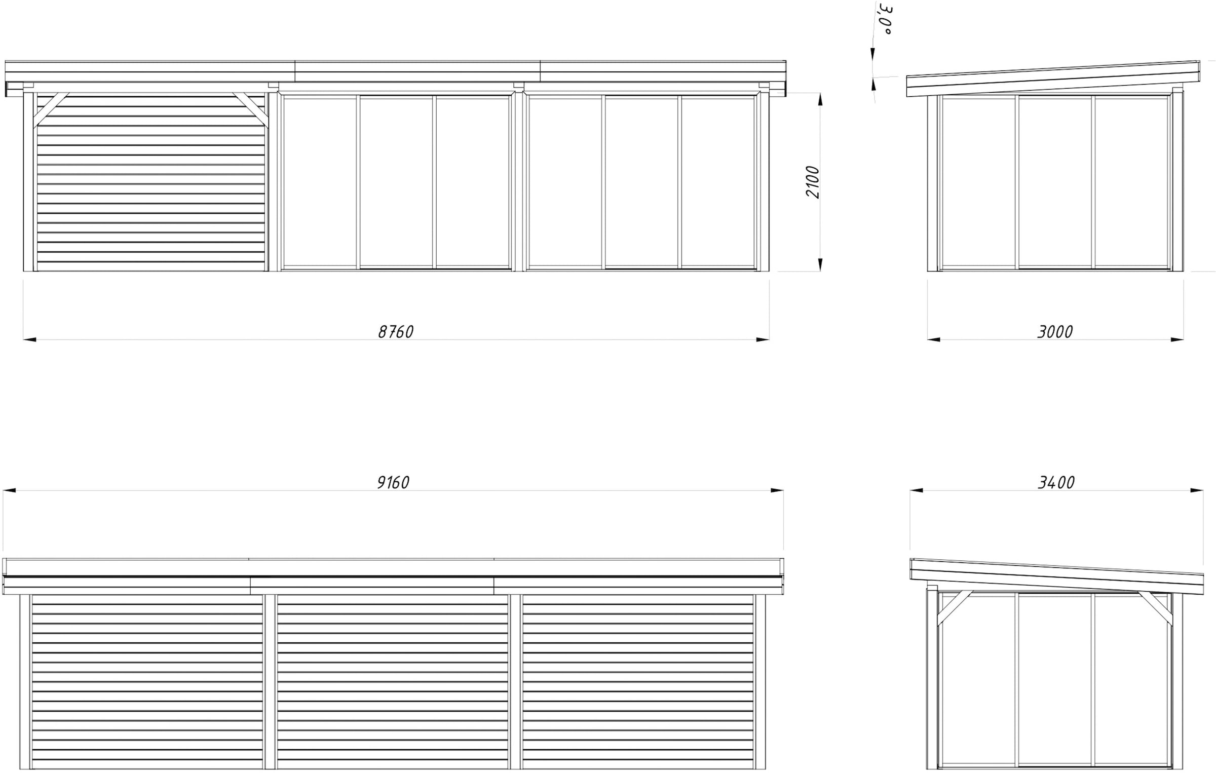 Palmako Gartenhaus »Lenna 24,9 m², Set 717 Slide Plus«