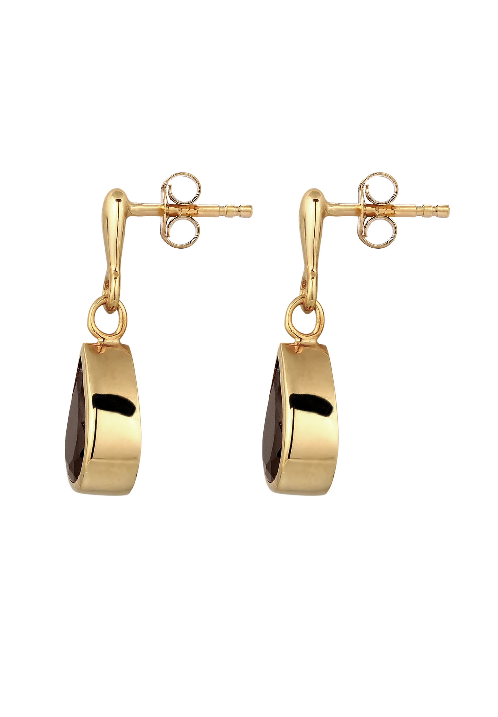 Elli Premium Paar Creolen »Ohrringe Creolen Tropfen Zirkonia Schwarz 925 Sterling Silver Gold-plated«