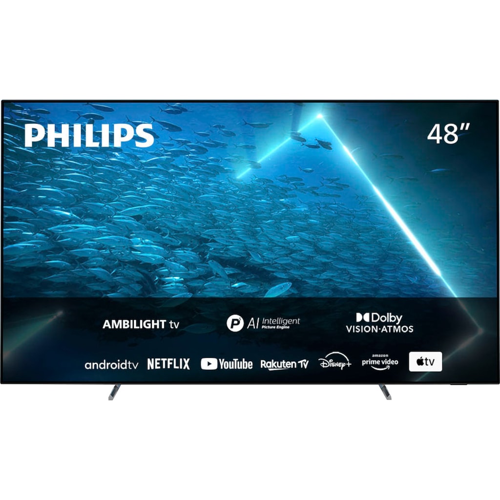 Philips OLED-Fernseher »48OLED707/12«, 121 cm/48 Zoll, 4K Ultra HD, Android TV-Smart-TV, 3-seitiges Ambilight