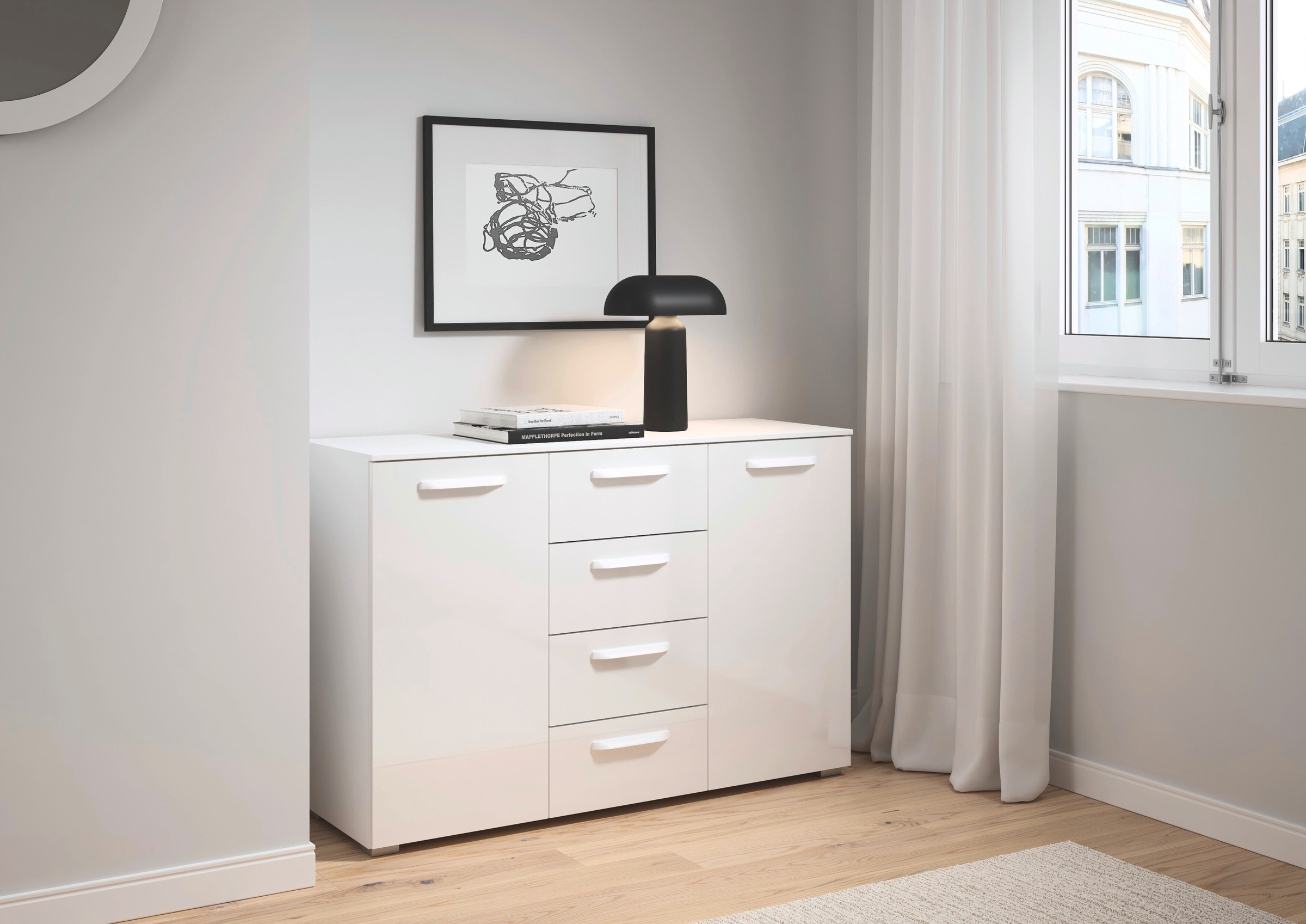 rauch Kombikommode "Sideboard Schubladenkommode OTELI mit Dekor- und Hochgl günstig online kaufen