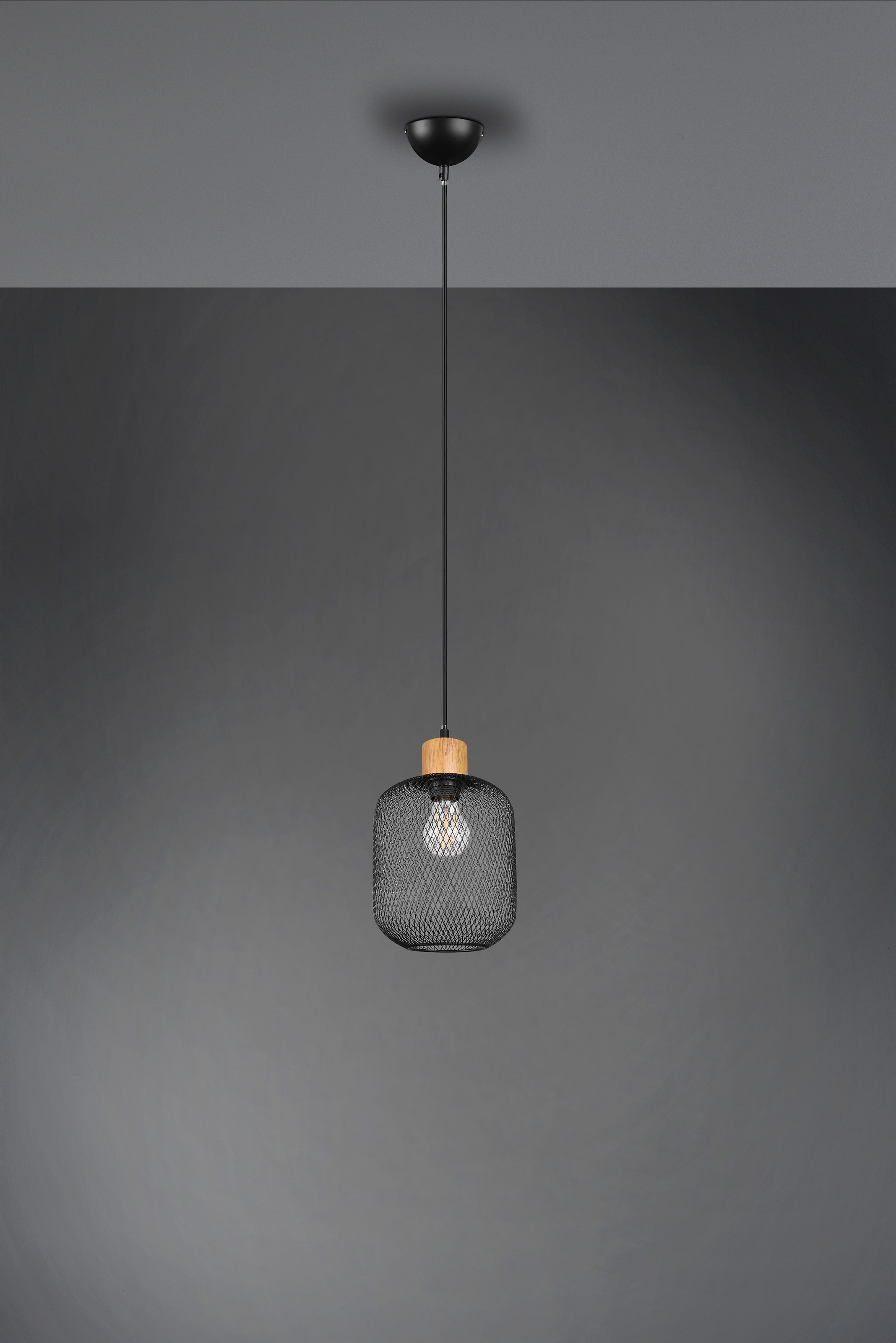 TRIO Leuchten Pendelleuchte »CALIMERO«, 1 flammig-flammig, mit Holz-Deko, E27 Leuchtmittel frei wählbar, Ã˜ 18cm, Abhängung 150cm