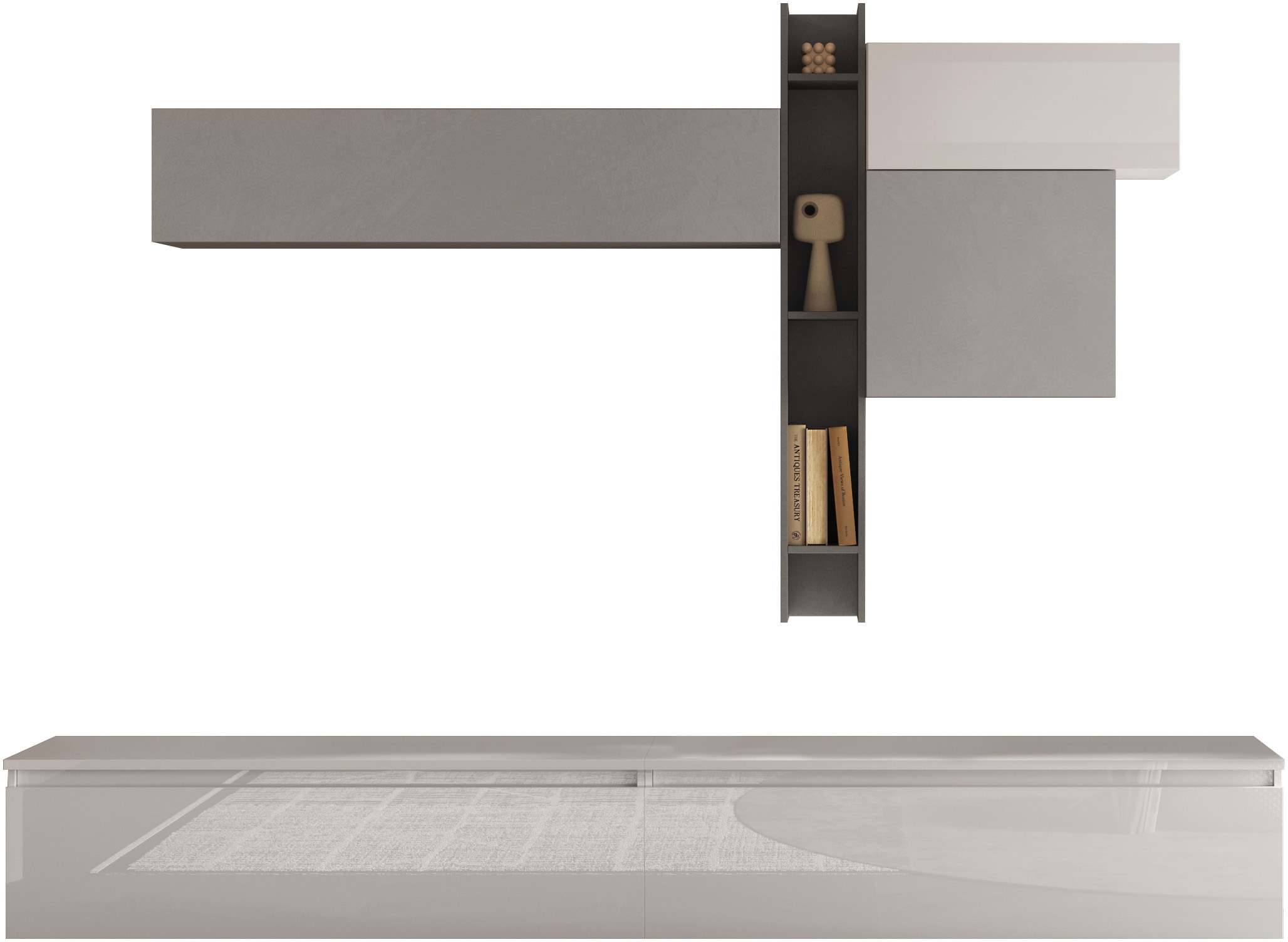 INOSIGN Wohnwand »INFINITY, 6tlg. Breite 276 cm, Höhe variabel, Schrankwand, Anbauwand«, (2x Lowboard, 2x Hängeschrank, Hängewürfel, Wandregal)