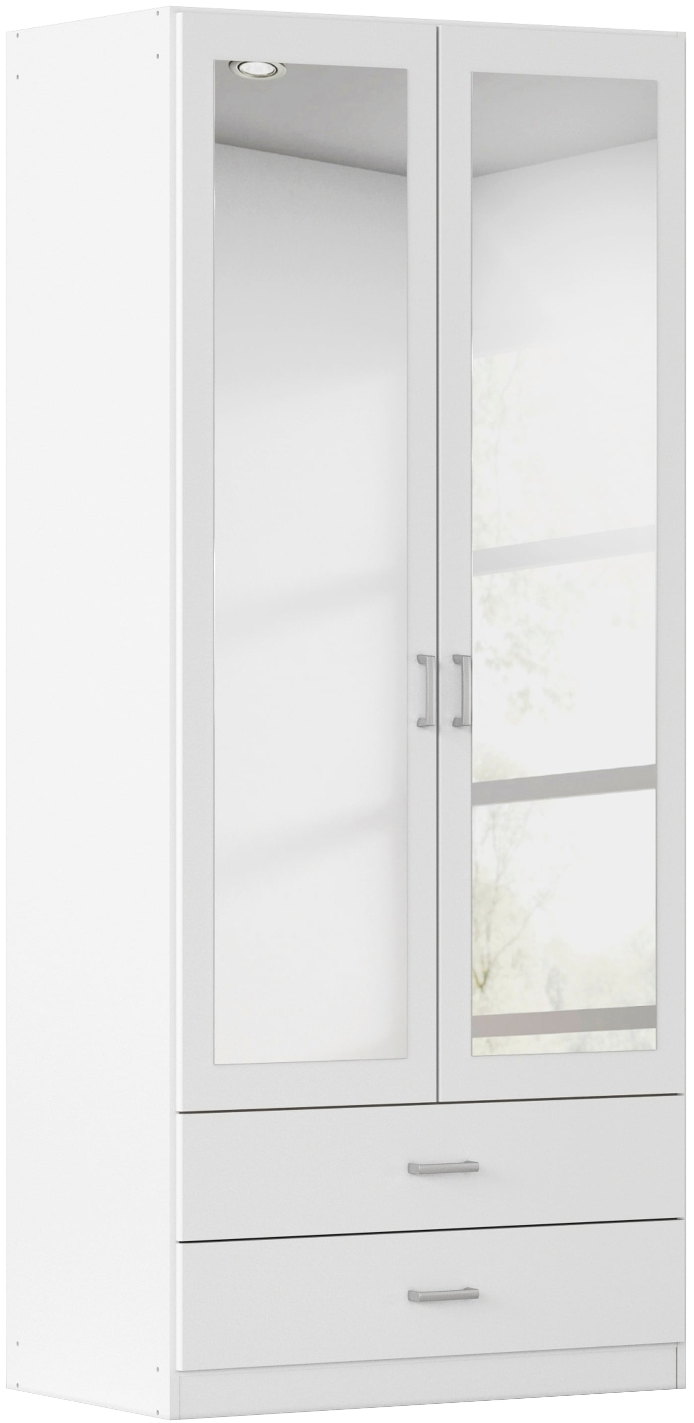 rauch Kleiderschrank "Schrank Garderobe Ankleide GAMMA Breiten 91/136/181/226/271/315/360 cm" in 3 Ausstattungen BASIC/CLASSIC/PREMIUM (inkl. SOFT-CLOSE-Funktion), verschiedene Griff-Varianten, mit Spiegel TOPSELLER MADE IN GERMANY
