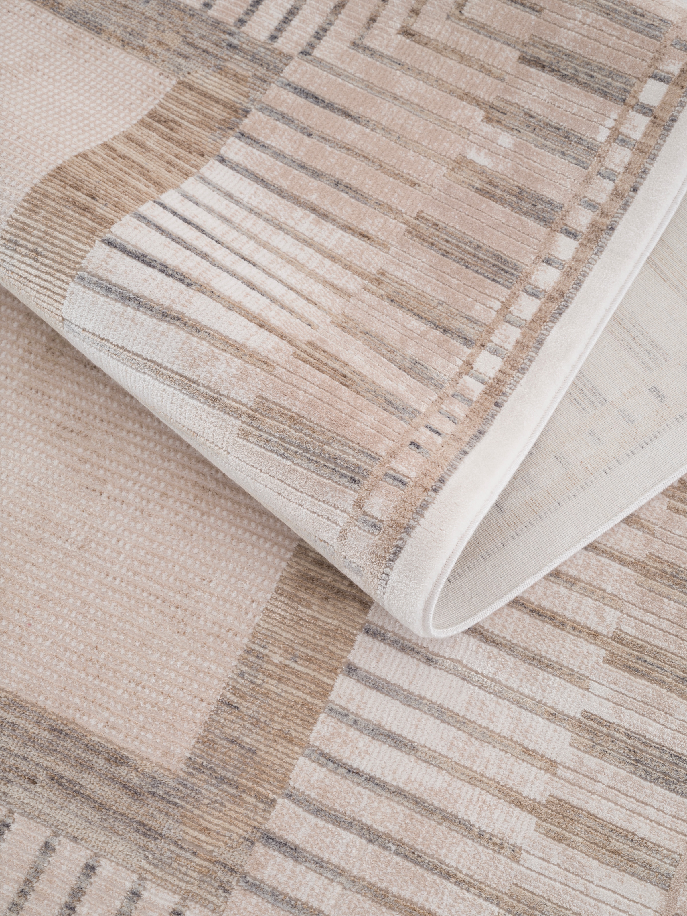 Calvin Klein home Teppich »Luster, mit Fransen, Designerteppich« rechteckig 6 mm Höhe Rahmen, Muster, meliert, Wohnzimmer, Schlafzimmer, Esszimmer