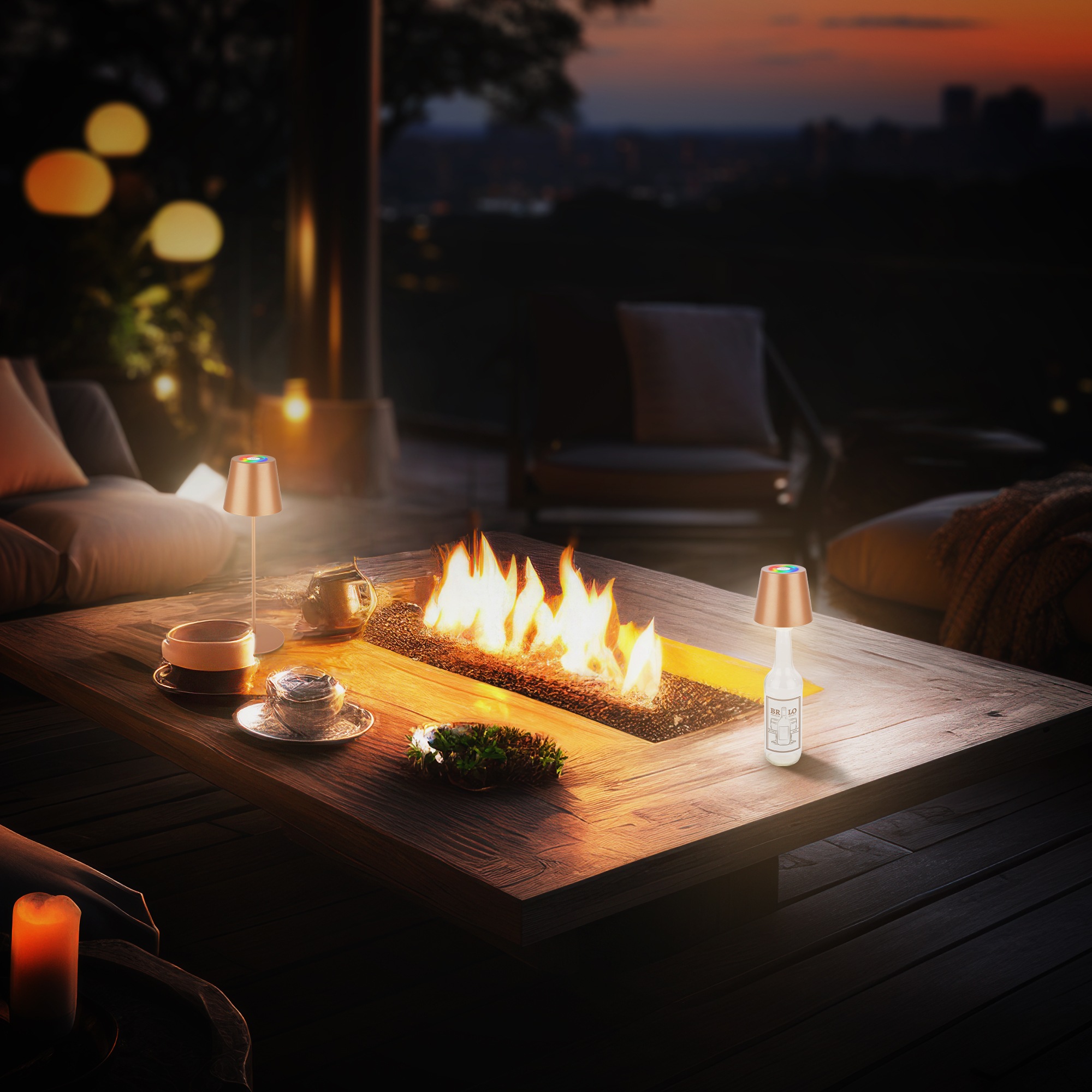 Briloner Leuchten LED Außen-Tischleuchte »RGB/W Akku Tischleuchte, IP44, 2,5W, inkl. Flaschenhalter«, Leuchtmittel LED-Modul | LED fest integriert