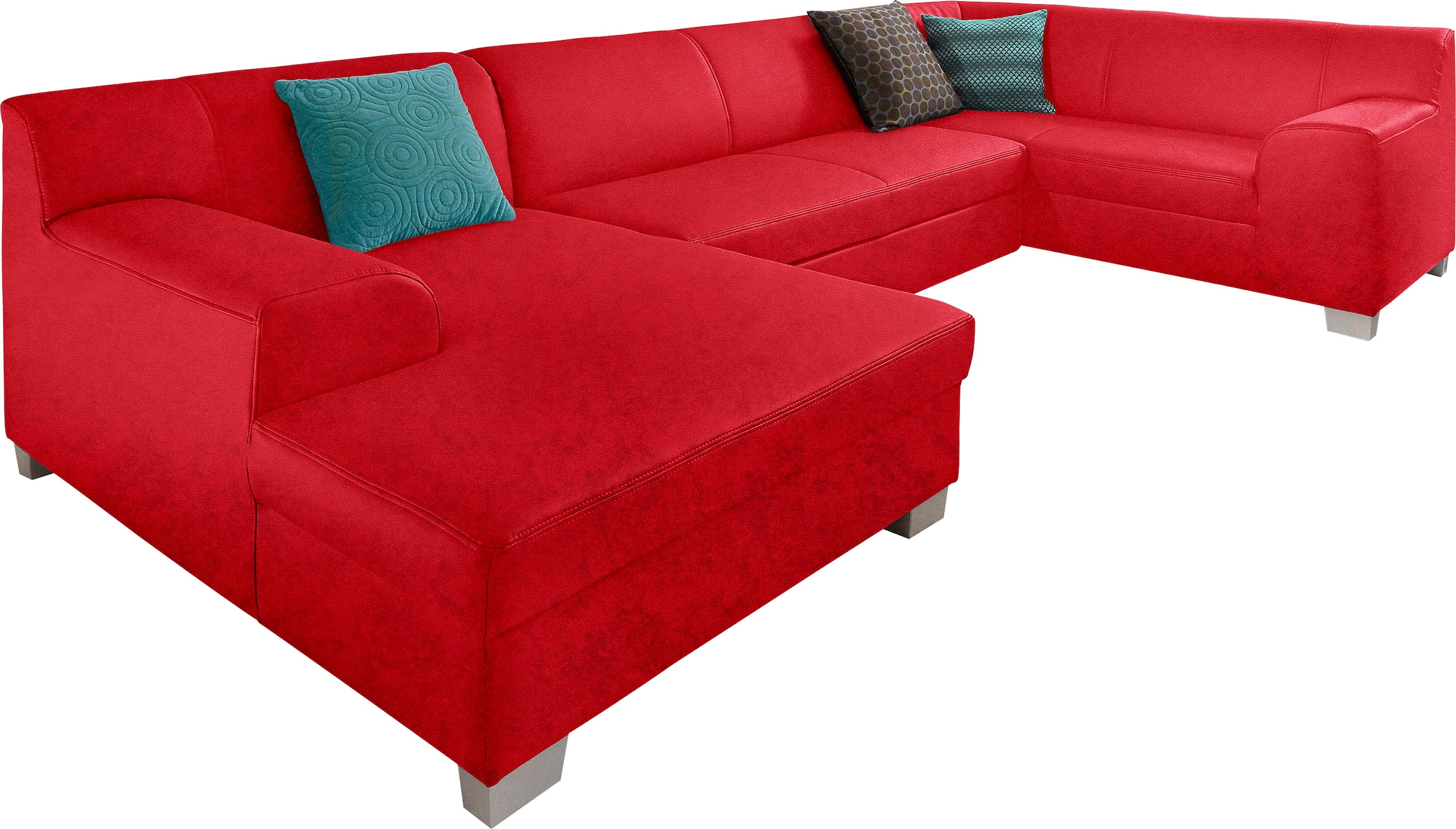 DOMO collection Wohnlandschaft »Amando in vielen Bezugsvarianten, auch in Leder, komfortabel, U-Form«, wahlweise mit Bettfunktion, fester Sitzkomfort, frei im Raum stellbar