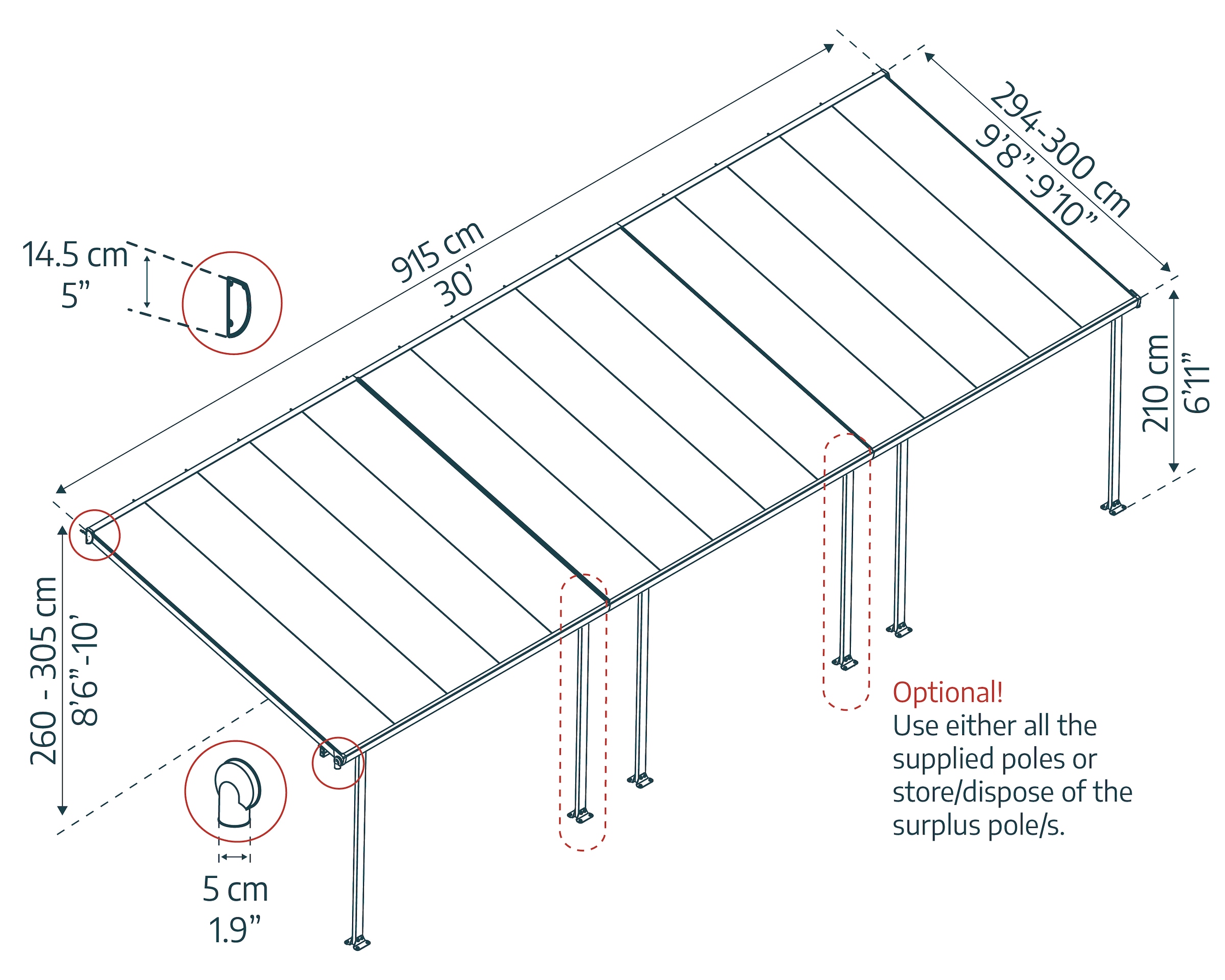 Palram - Canopia Terrassendach »Feria Alu Terrassenüberdachung«, einfache DIY Montage